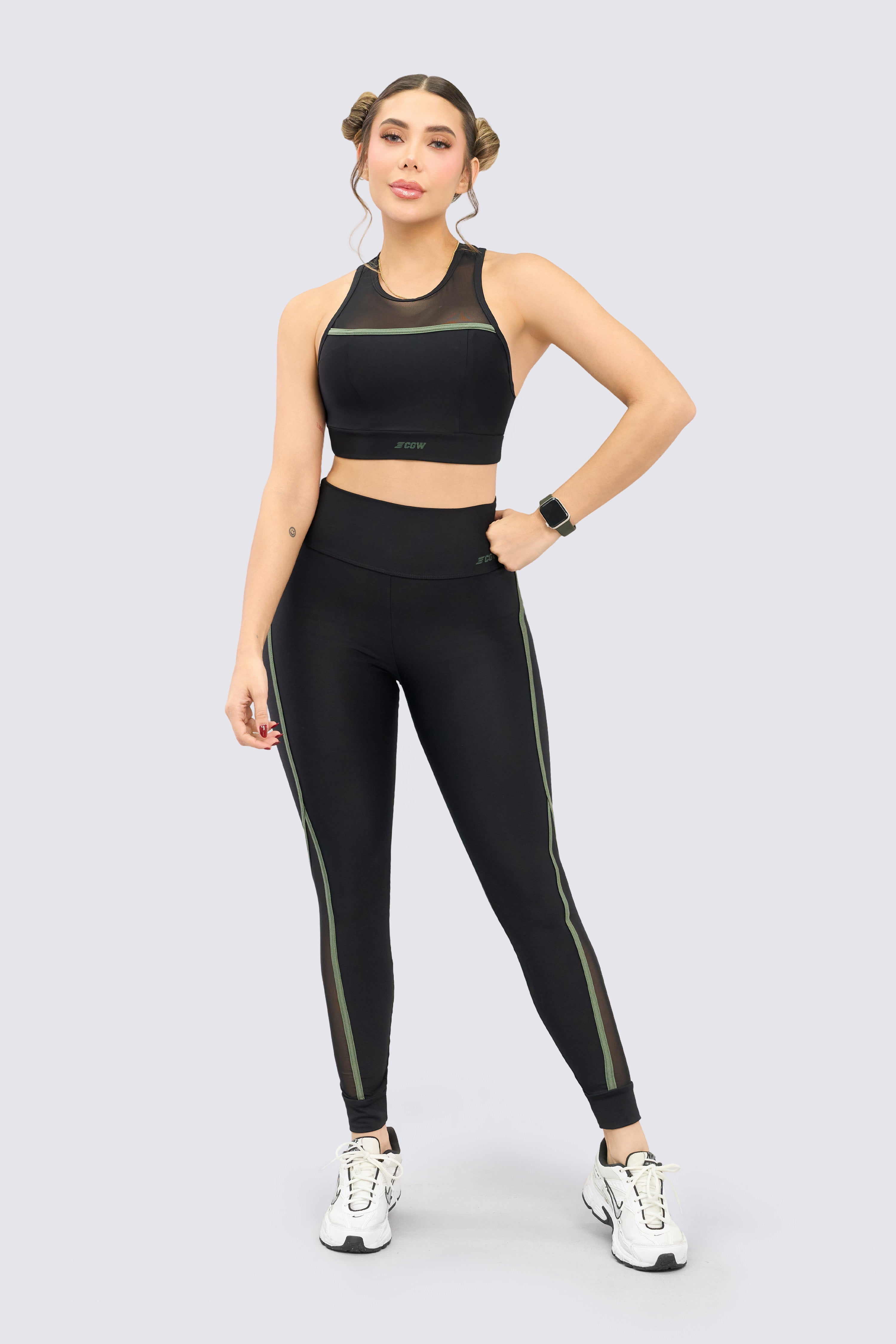 CGW Black & Green Mesh Leggings β High-Waisted Performance Fit