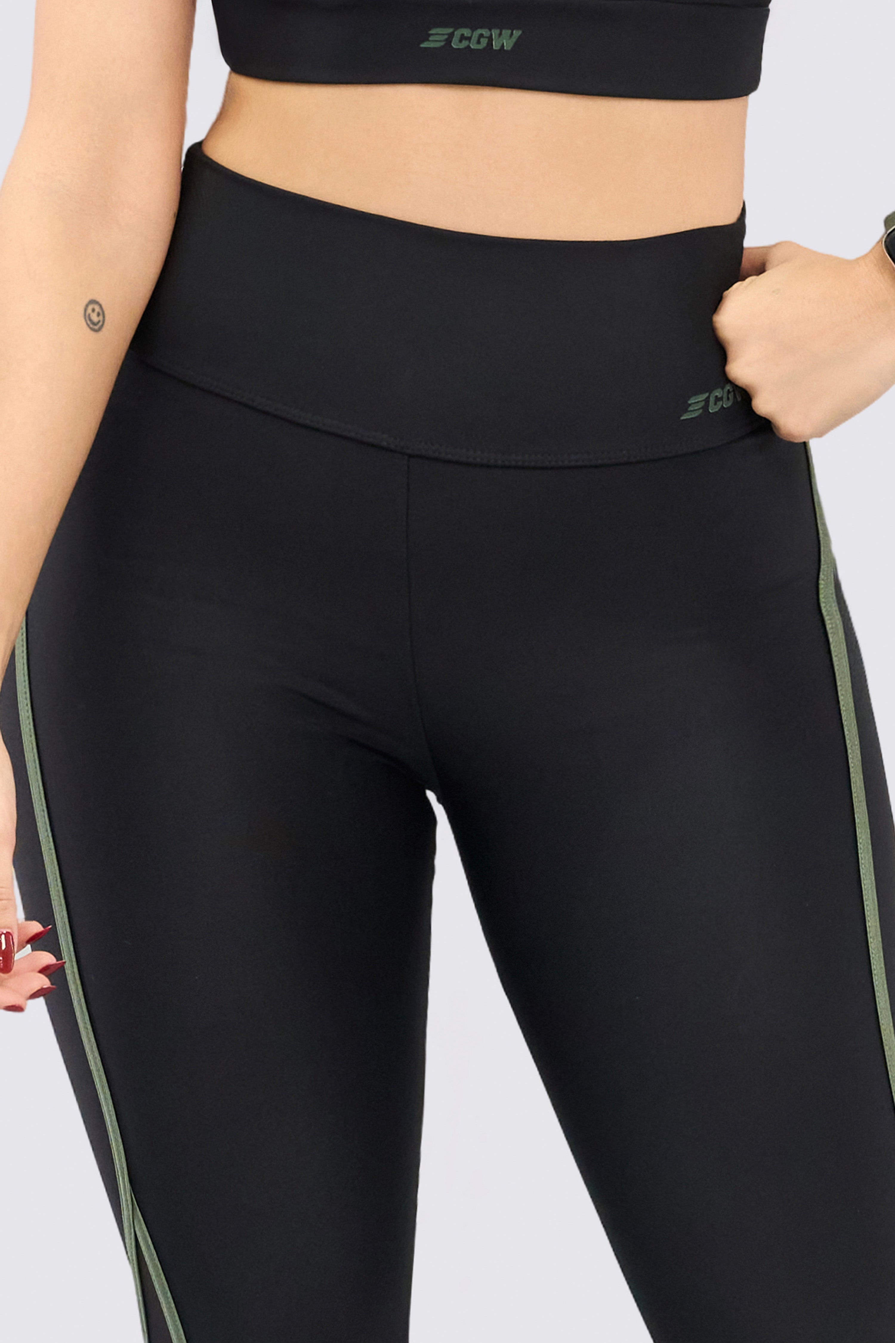 CGW Black & Green Mesh Leggings β High-Waisted Performance Fit
