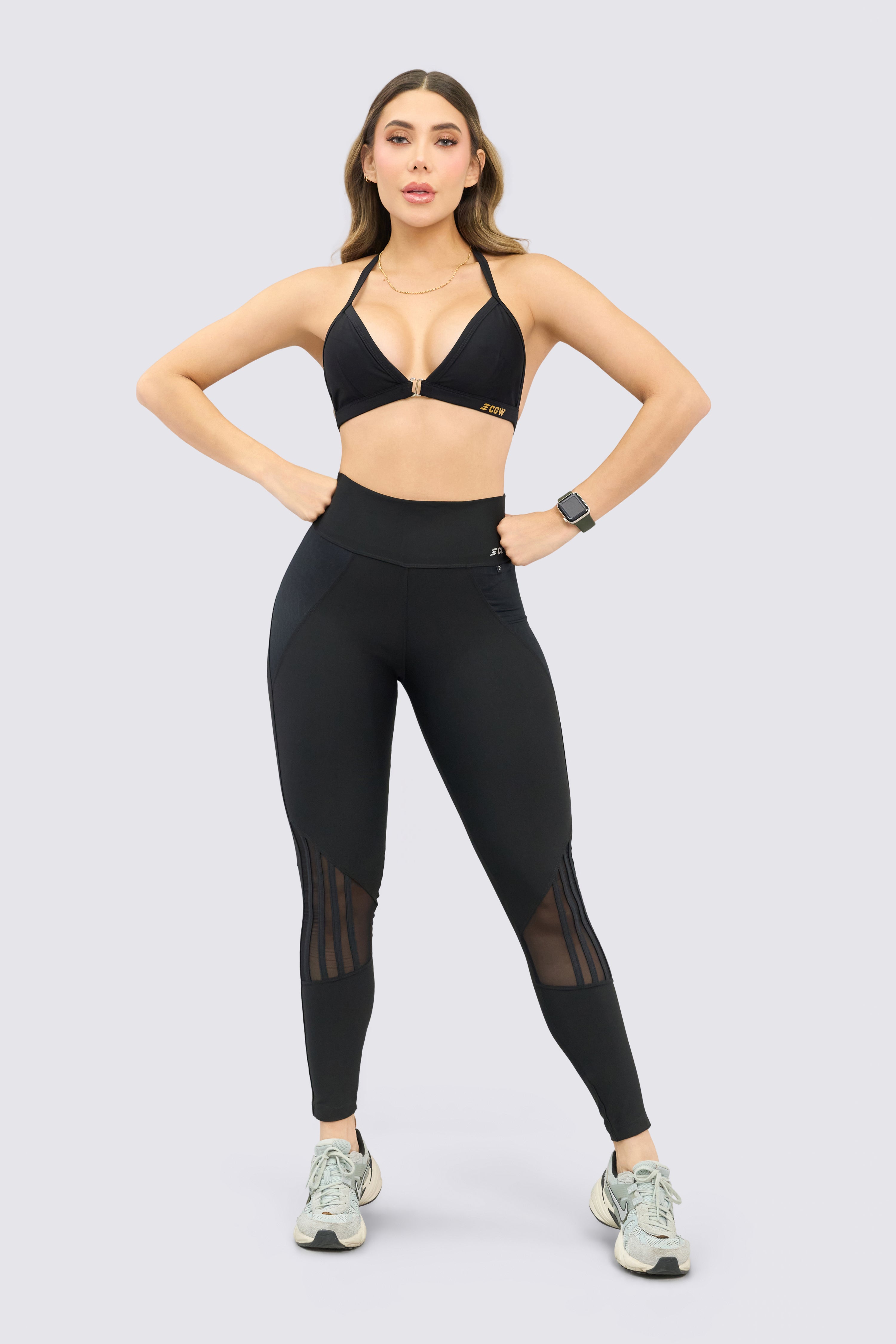 CGW Black Mesh Panel Leggings β High-Waisted Support