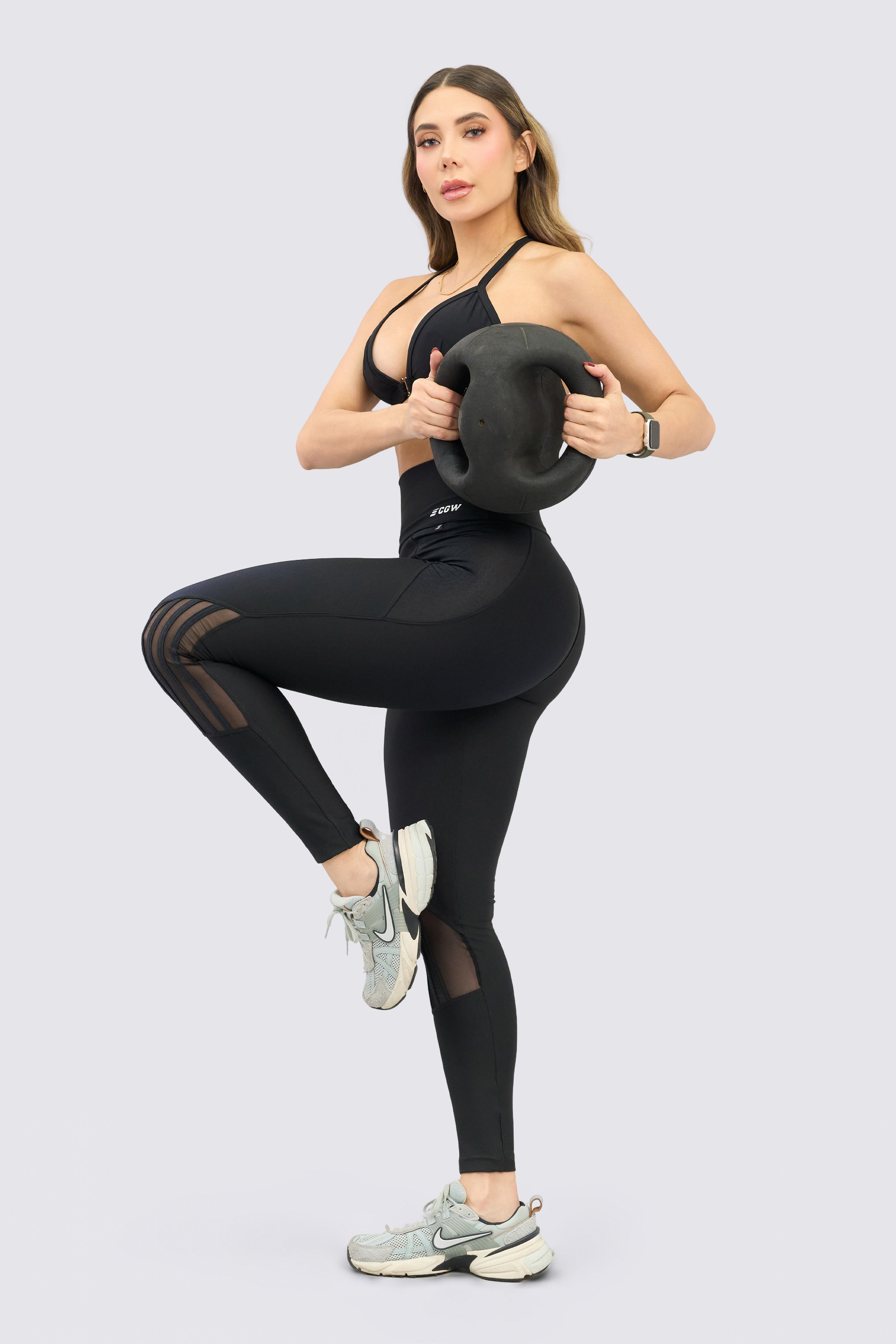 CGW Black Mesh Panel Leggings β High-Waisted Support