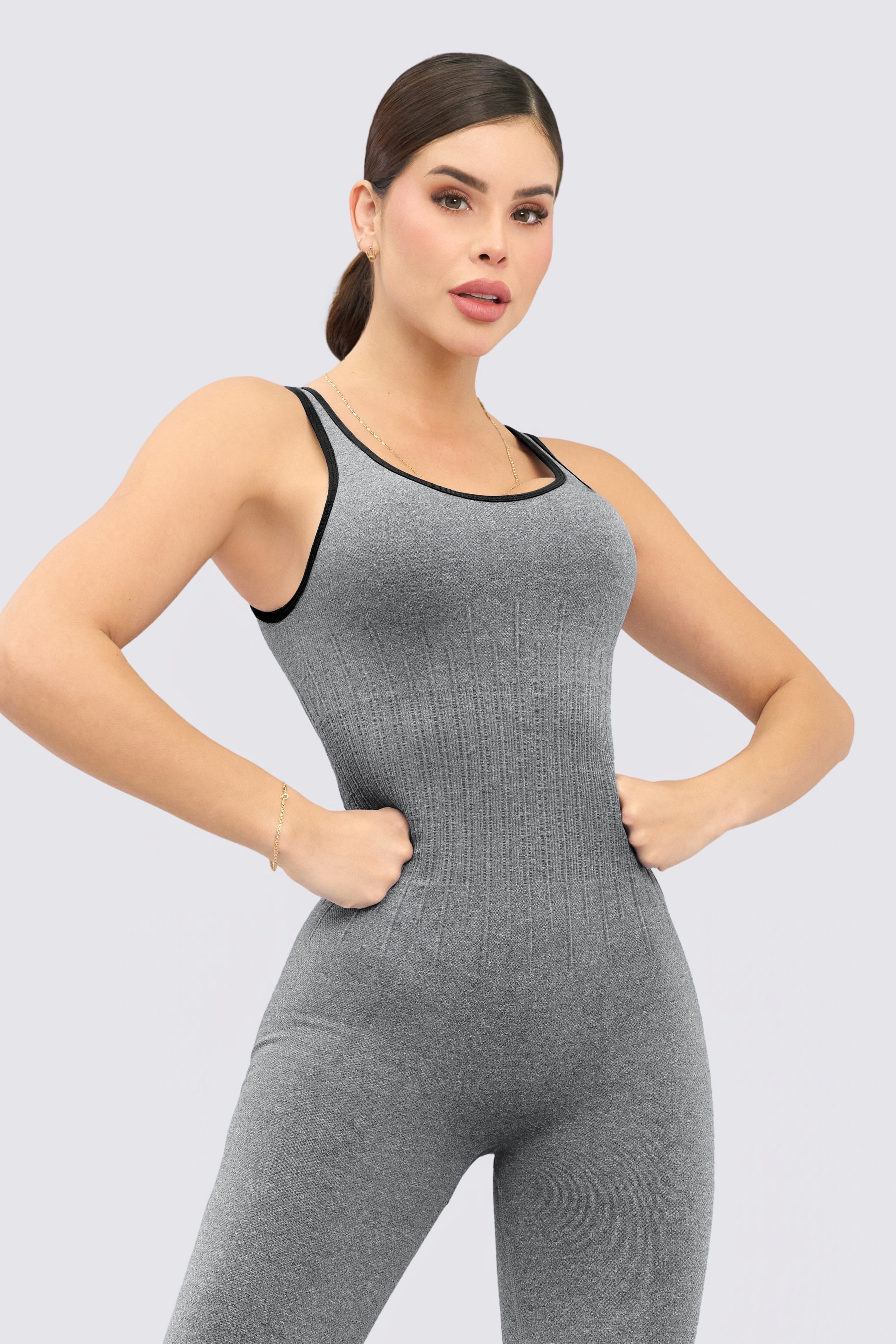 CGW Black Seamless Sports Bodysuit – Sculpted Fit & Comfort