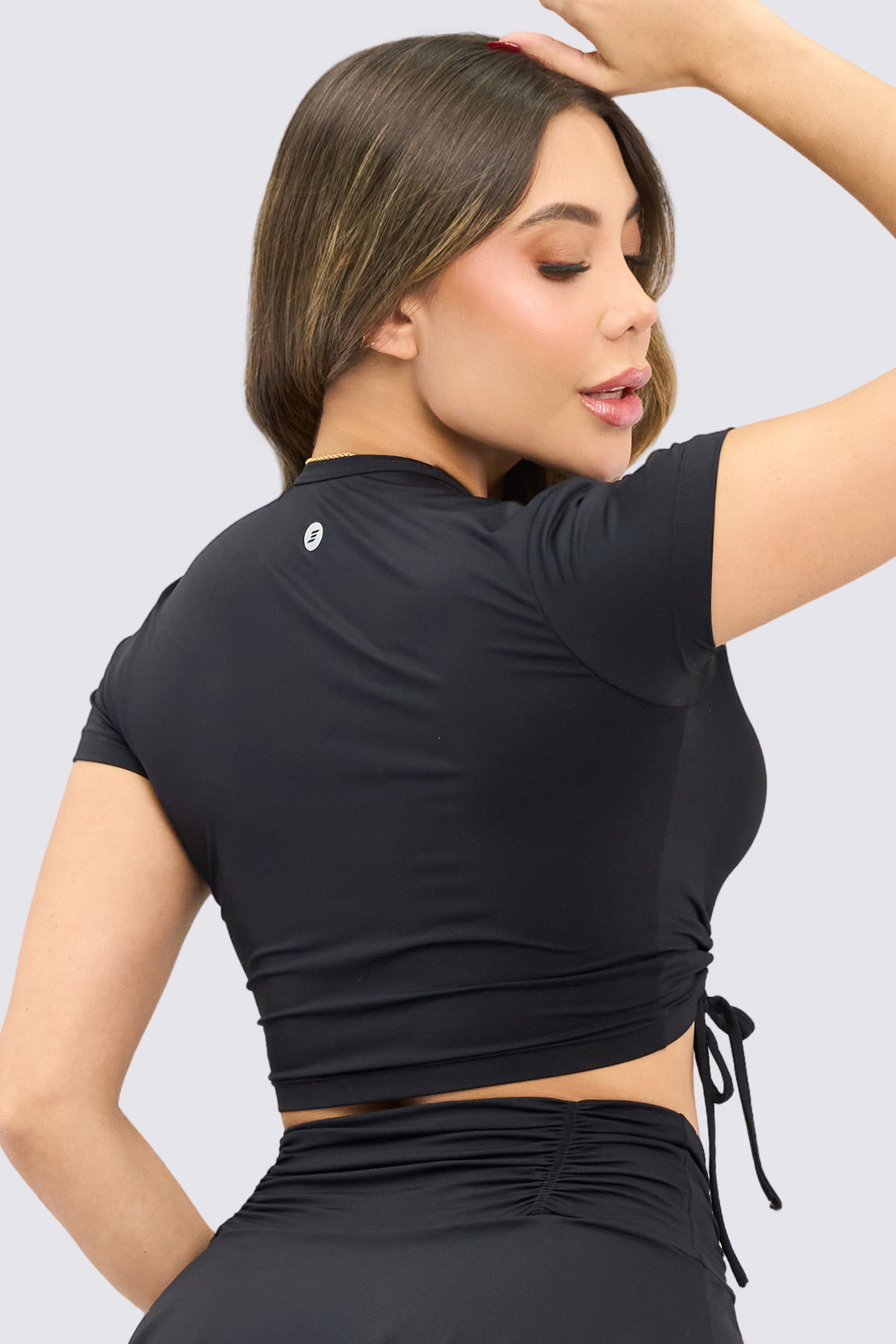 CGW Black Ruched Sports Crop Top