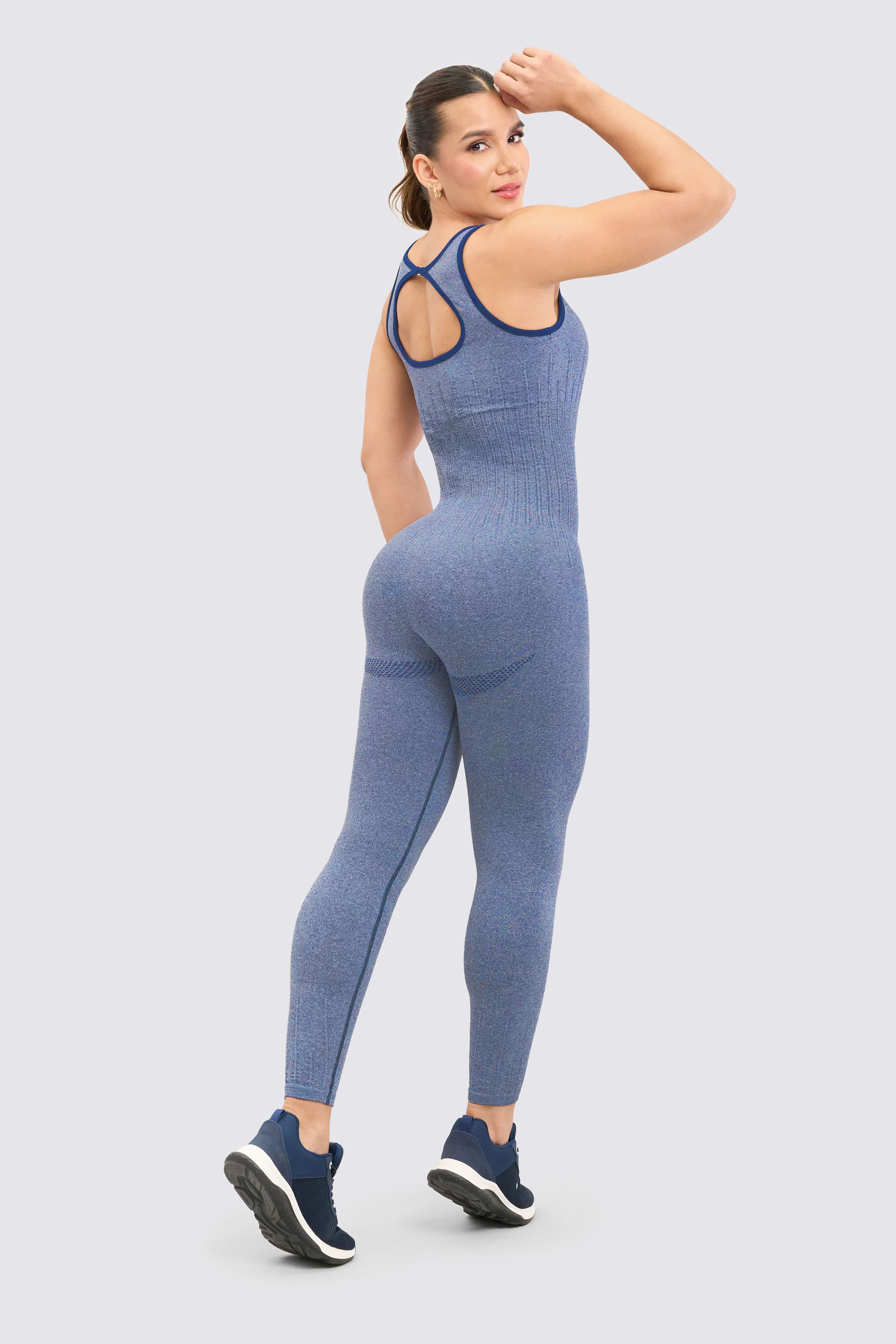 CGW Navy Blue Seamless Sports Jumpsuit – Sleek Fit & Support
