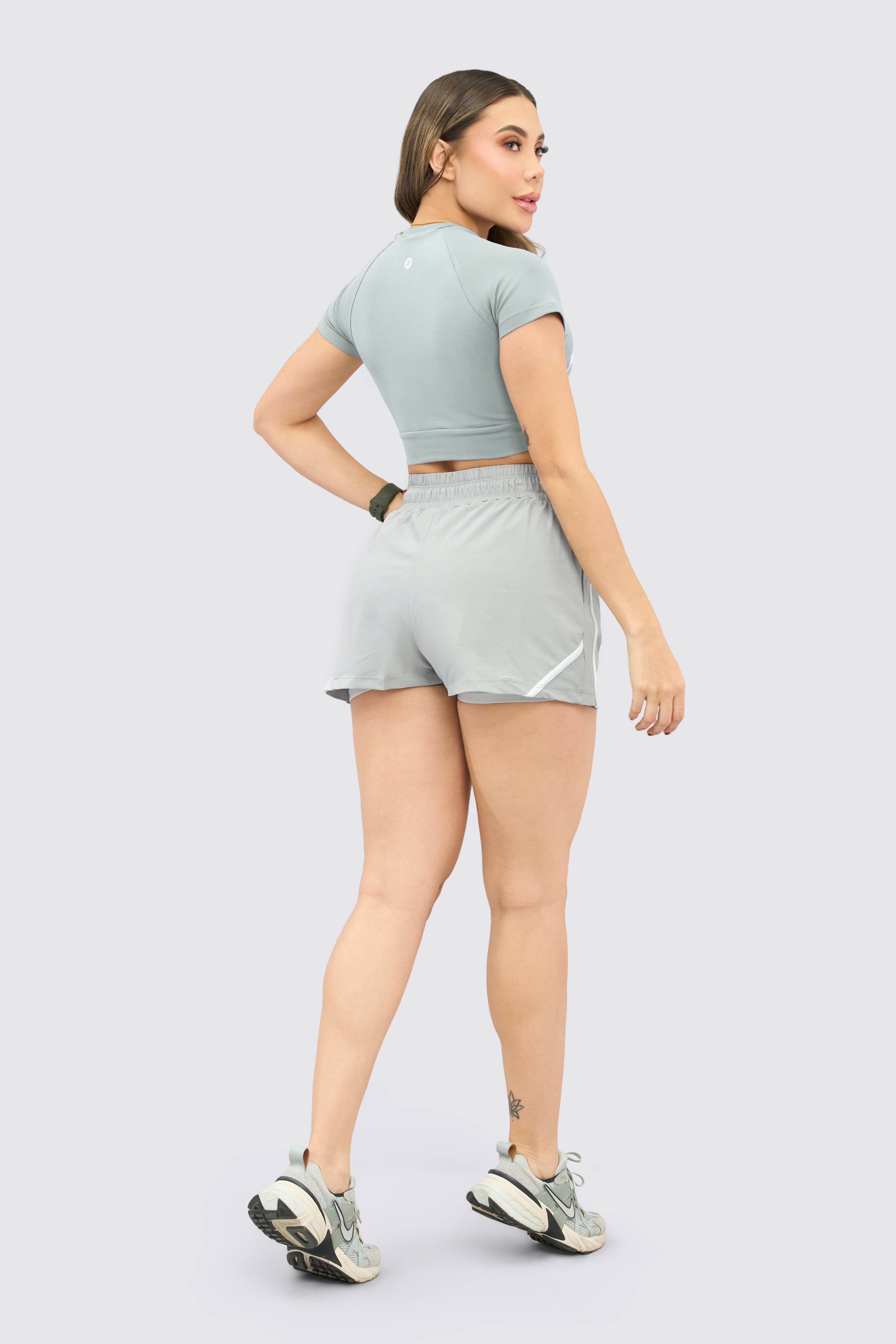 CGW Gray Sports Crop Top with Contrast Trim