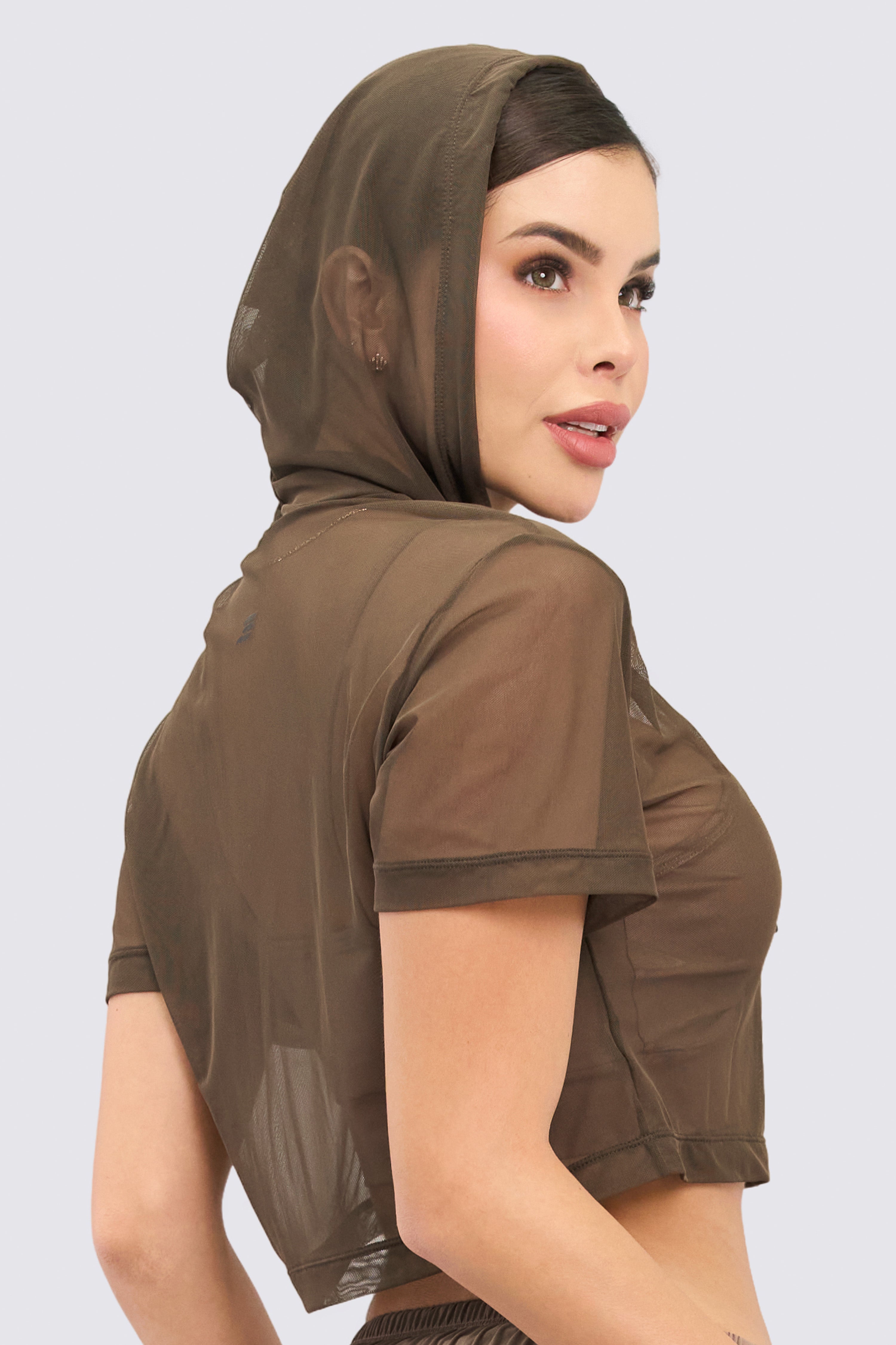 CGW Mocca Mesh Crop Hoodie