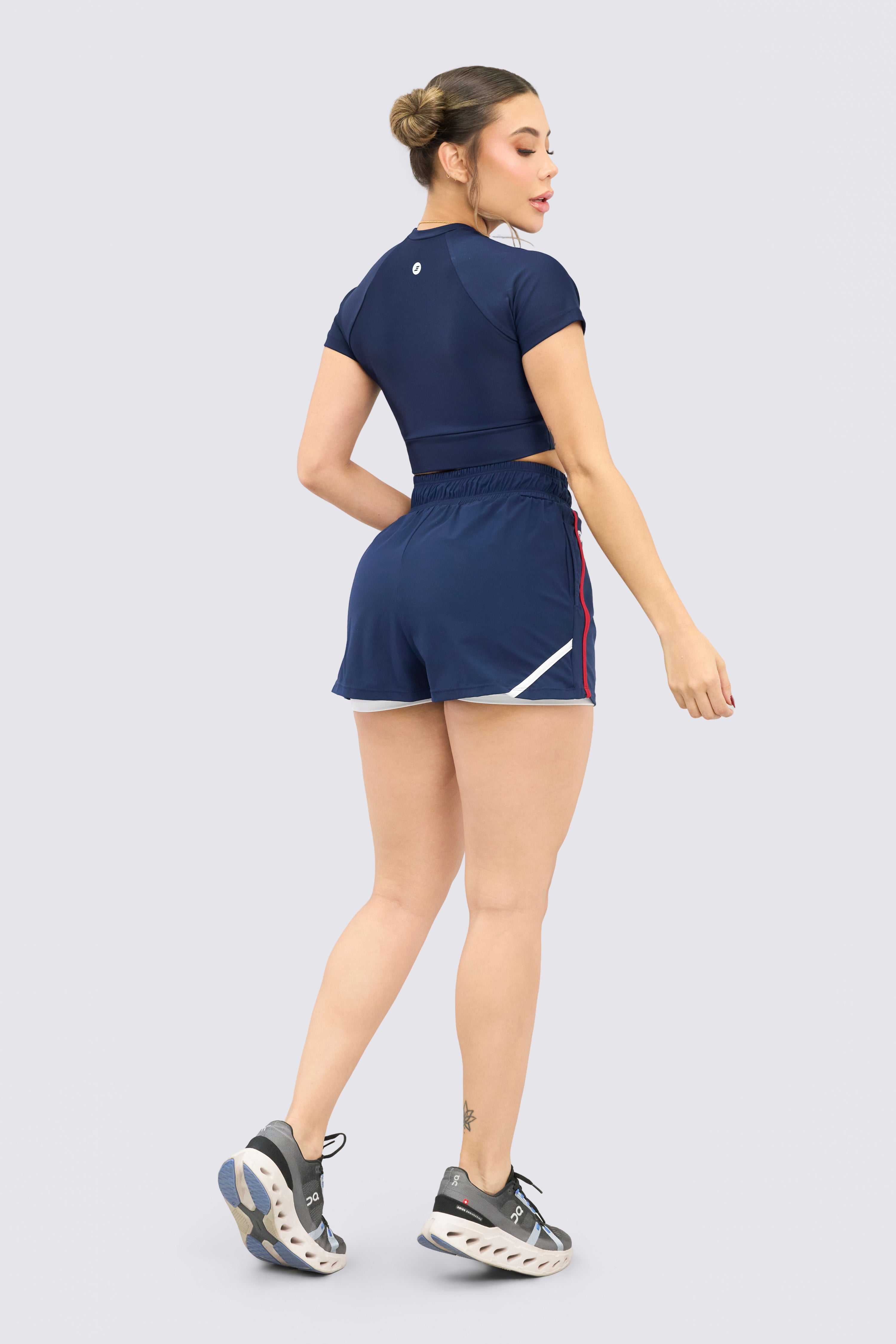 CGW Navy Blue Sports Crop Top with White Piping