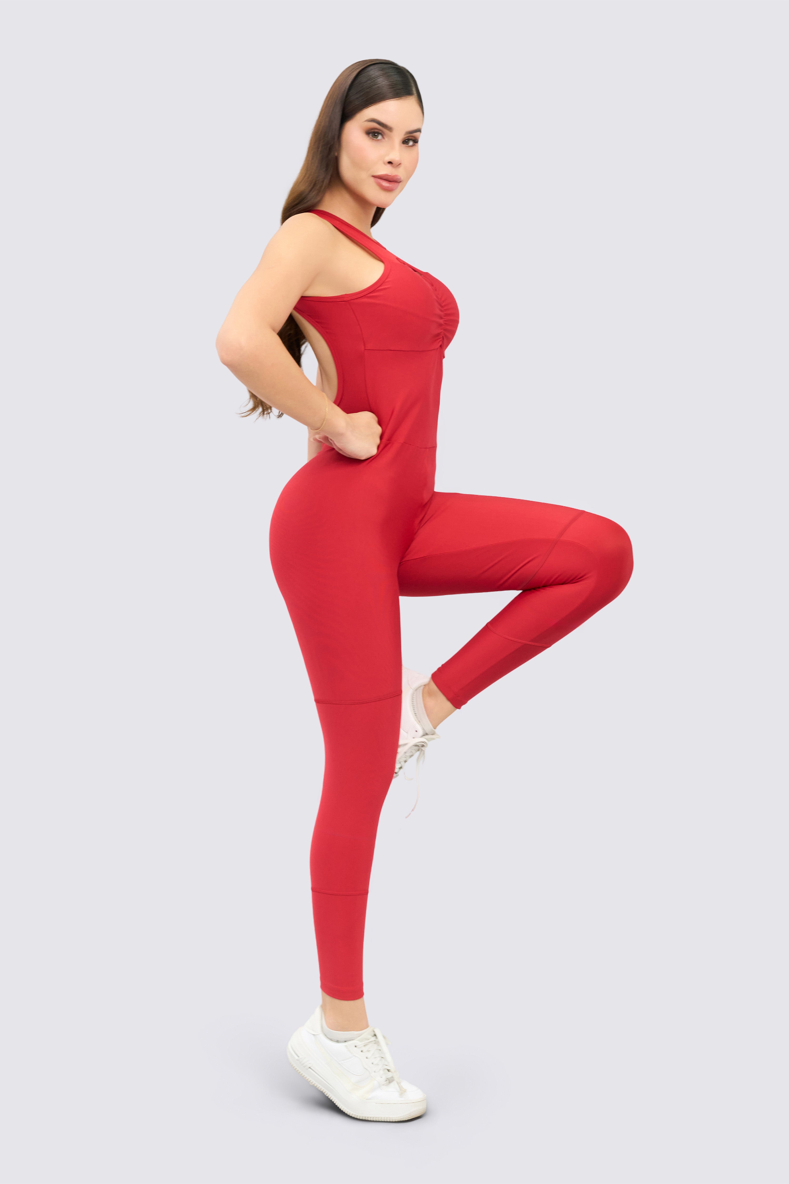 CGW Red Open Back Bodysuit – Mesh Detail & Sculpt Fit