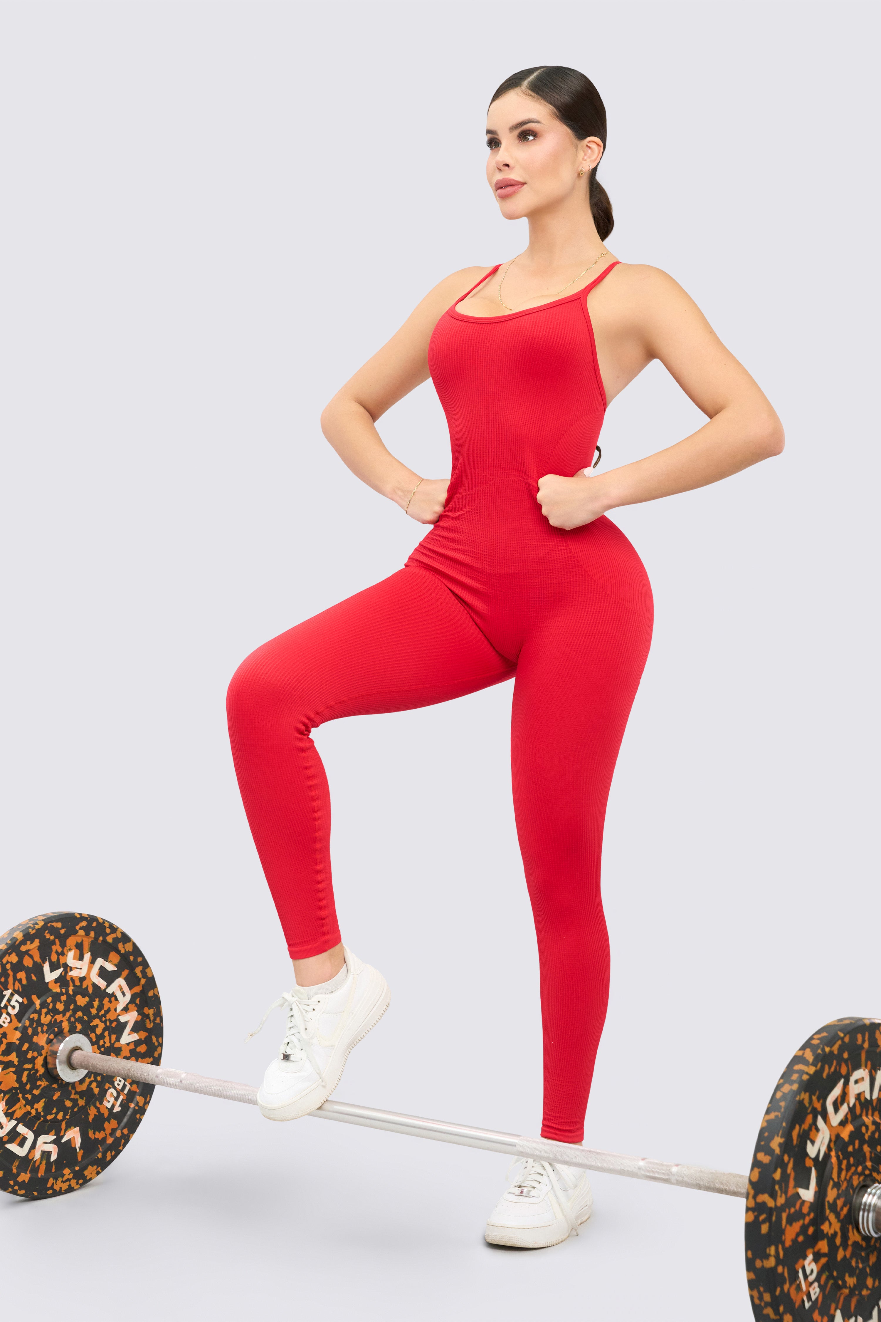 CGW Red Seamless Sports Bodysuit – Sculpting Fit & Bold Style
