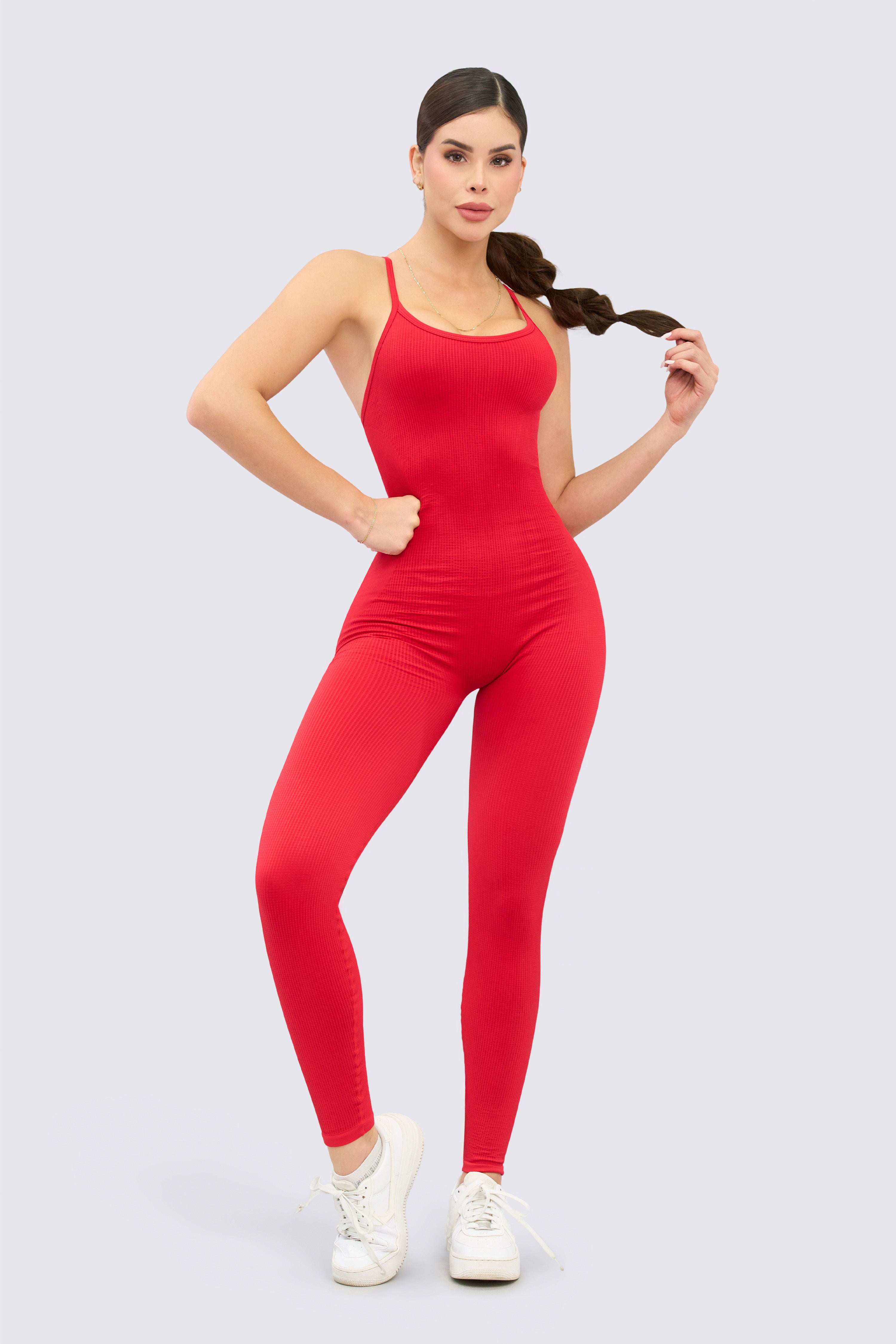CGW Red Seamless Sports Bodysuit – Sculpting Fit & Bold Style