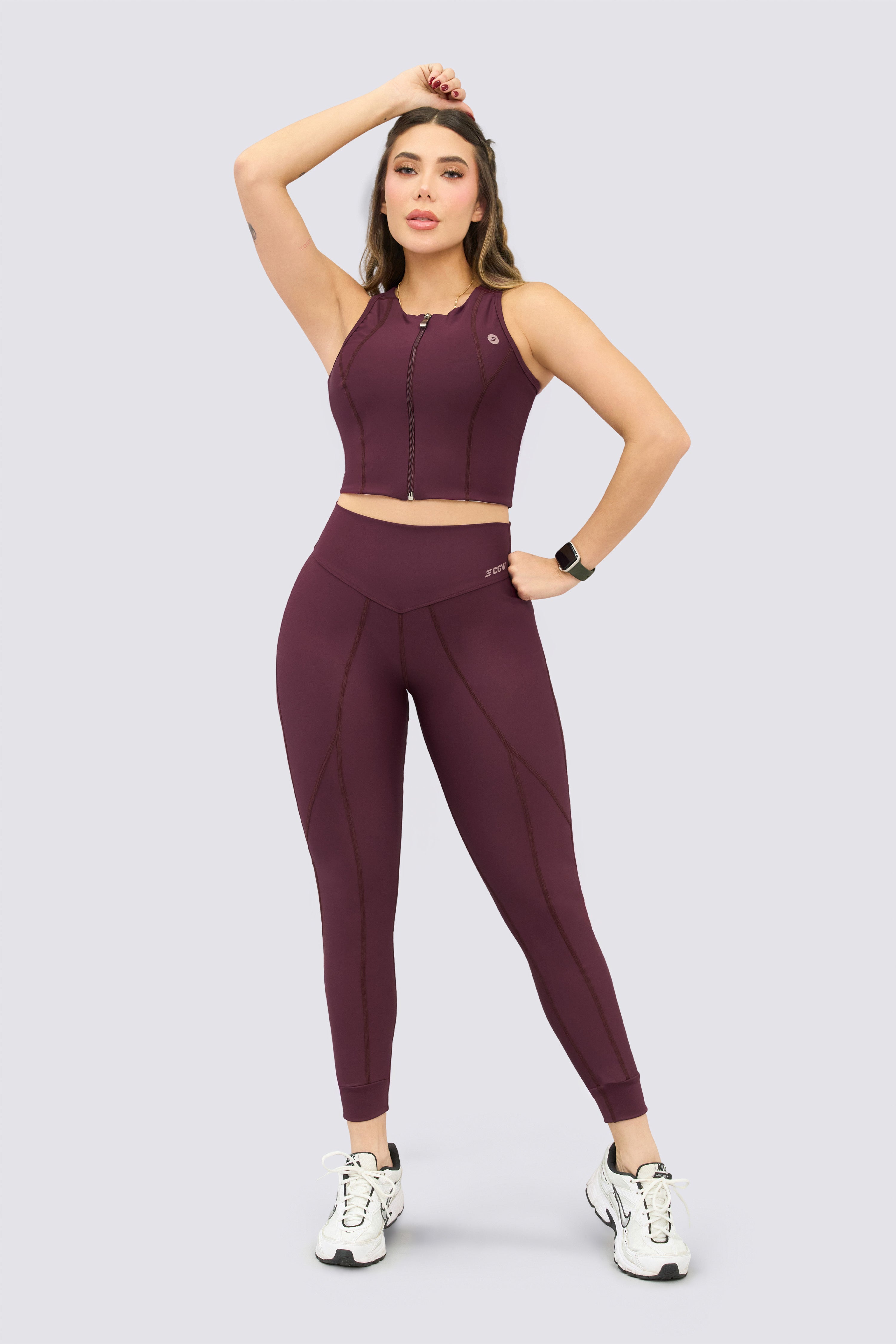 CGW High-Waist Red Wine Sports Leggings β Sculpting & Flexible