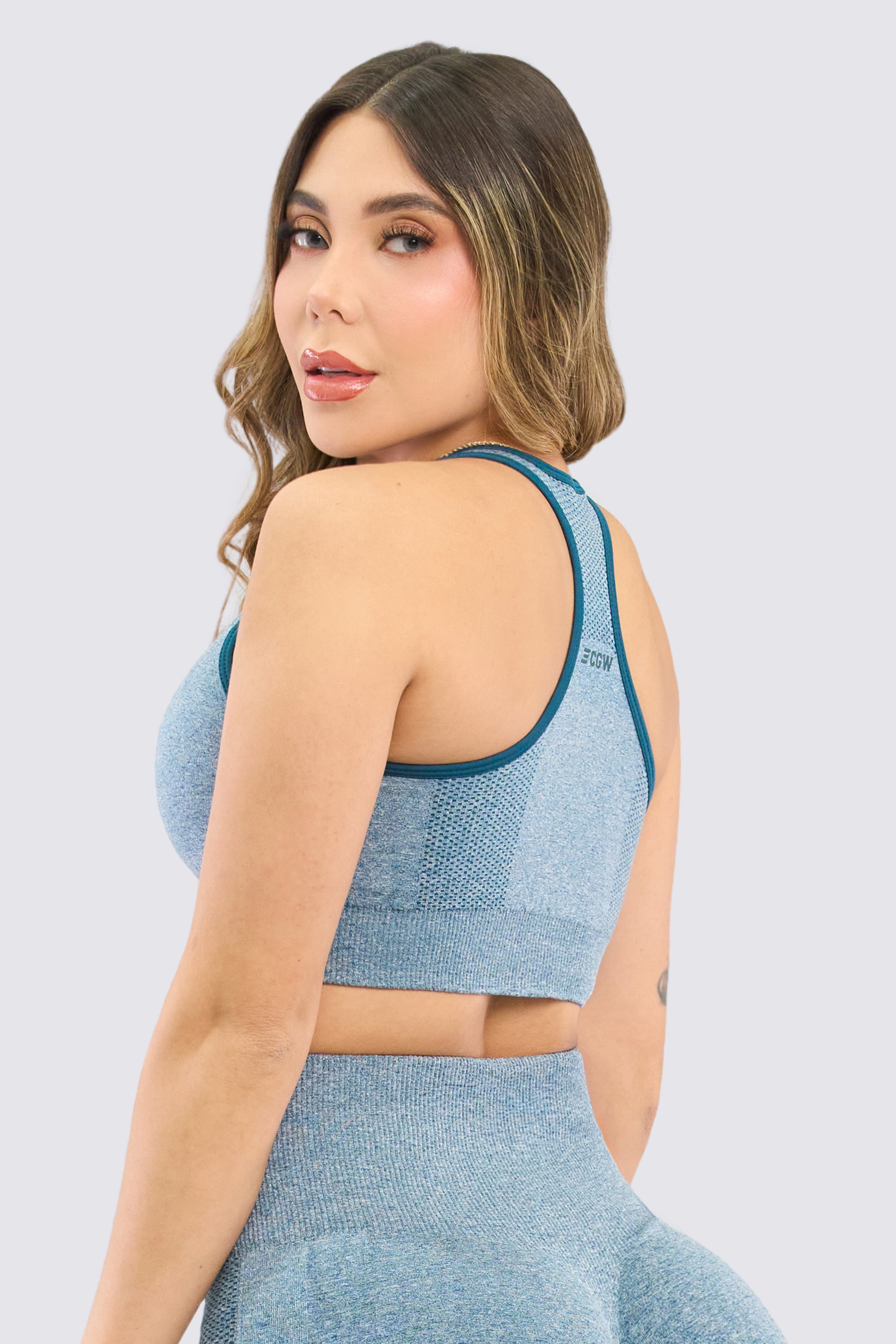 CGW Blue Seamless Sports Top – Support & Comfort