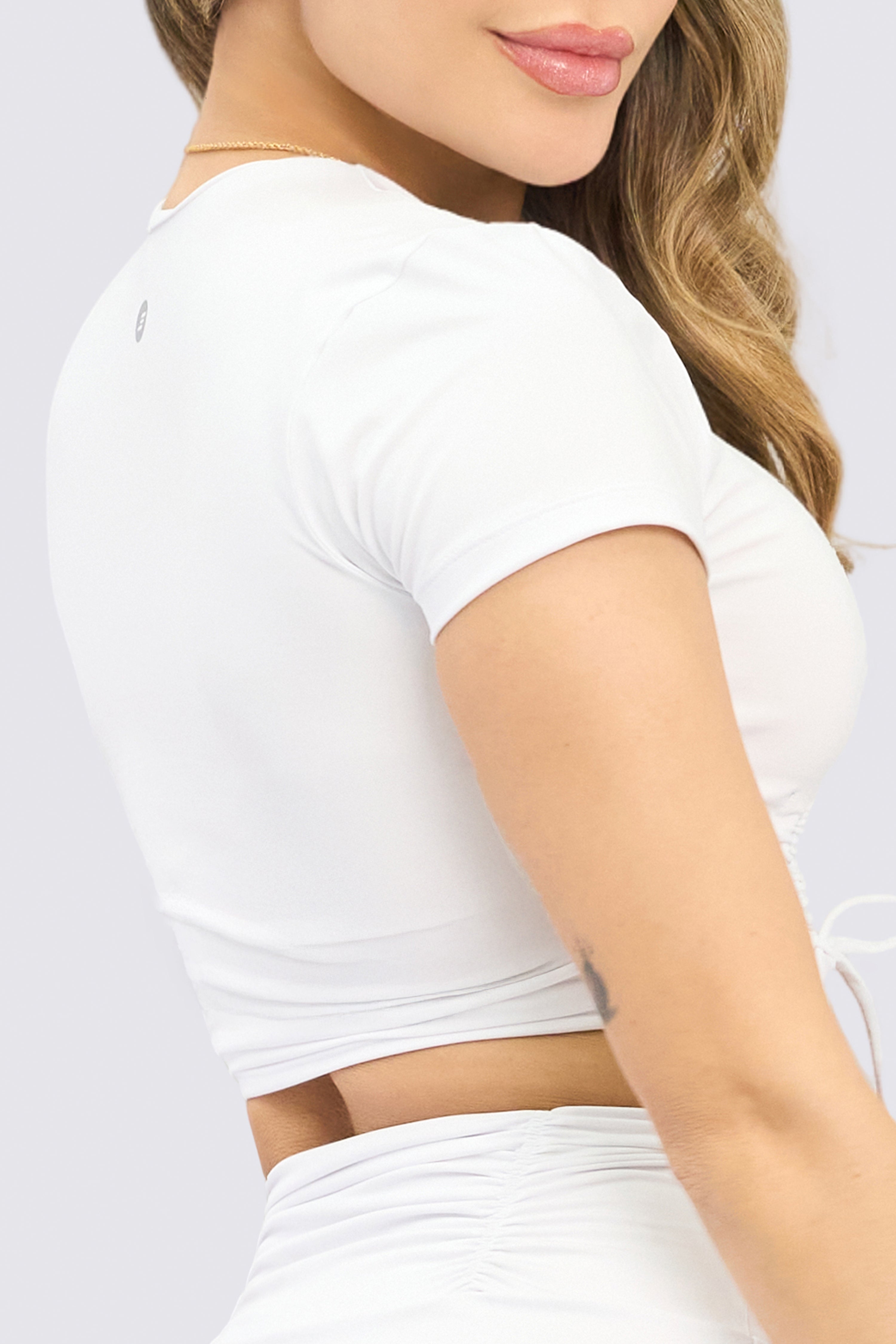 CGW White Ruched Sports Crop Top