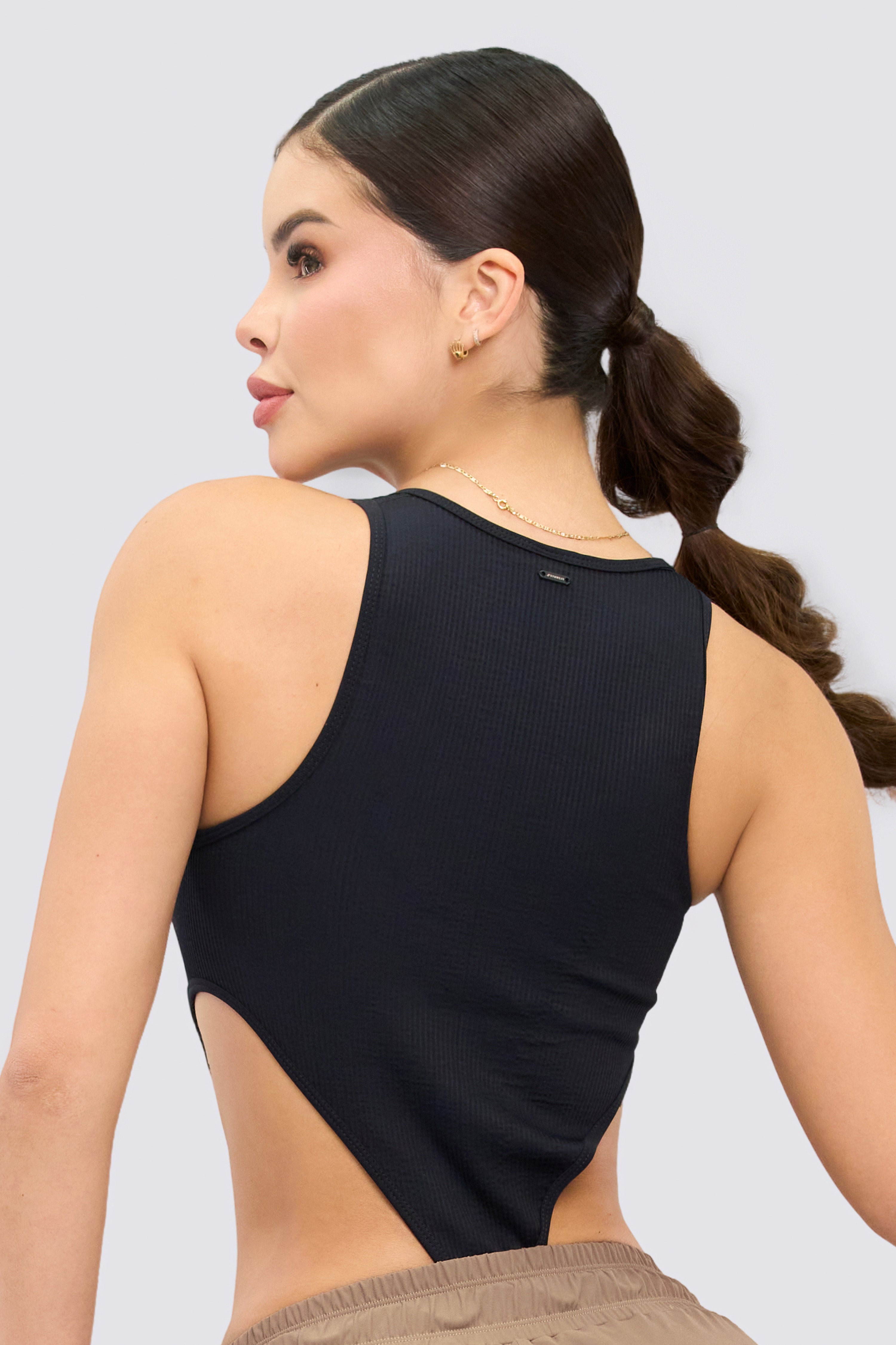 CGW Black Ribbed Athletic Bodysuit