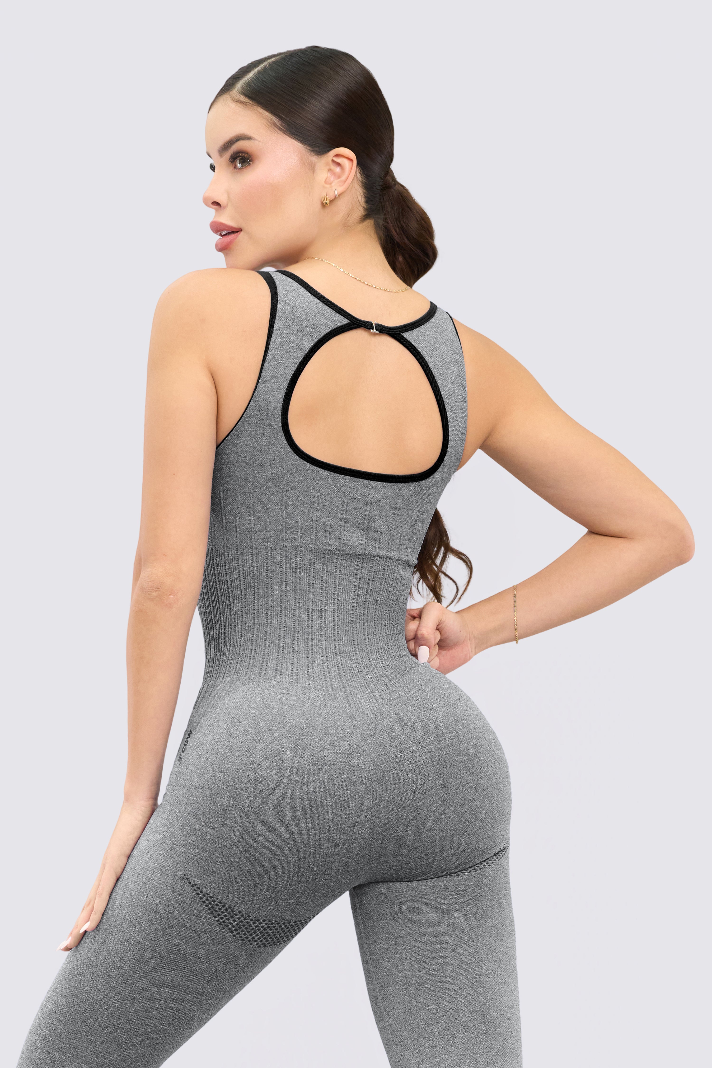 CGW Black Seamless Sports Bodysuit – Sculpted Fit & Comfort