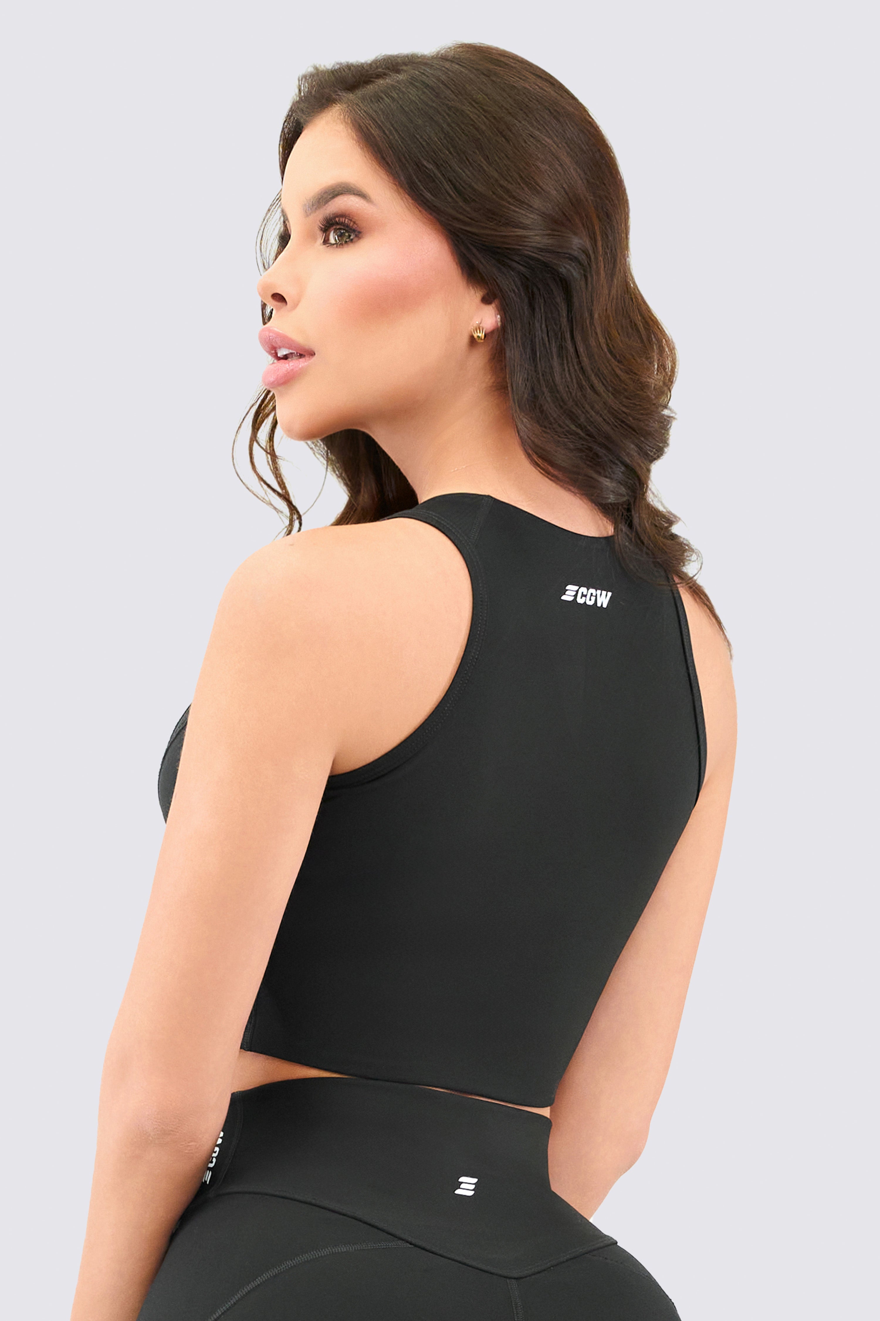CGW Black Zip Front Sports Top