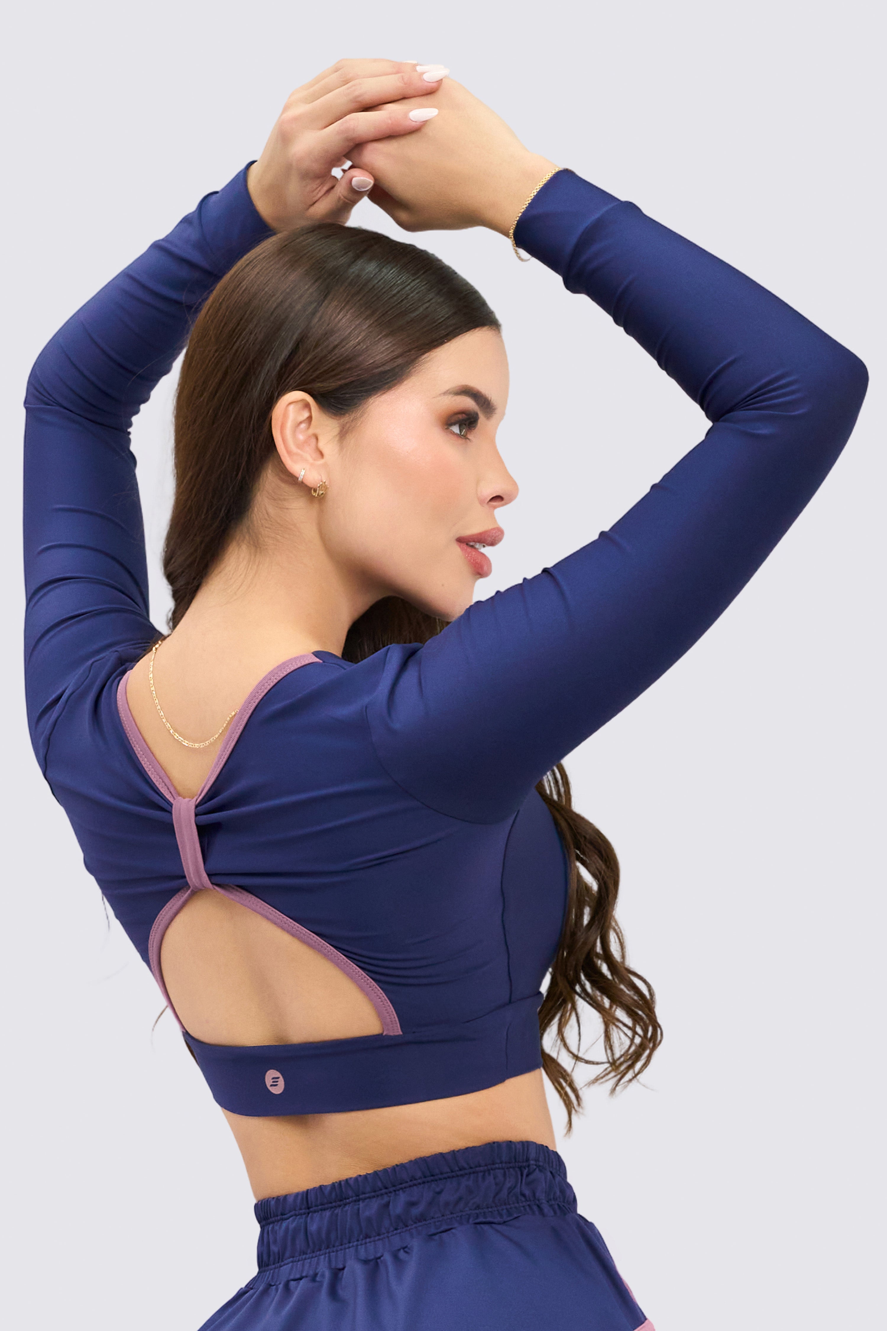 CGW Navy Blue Long Sleeve Crop Top