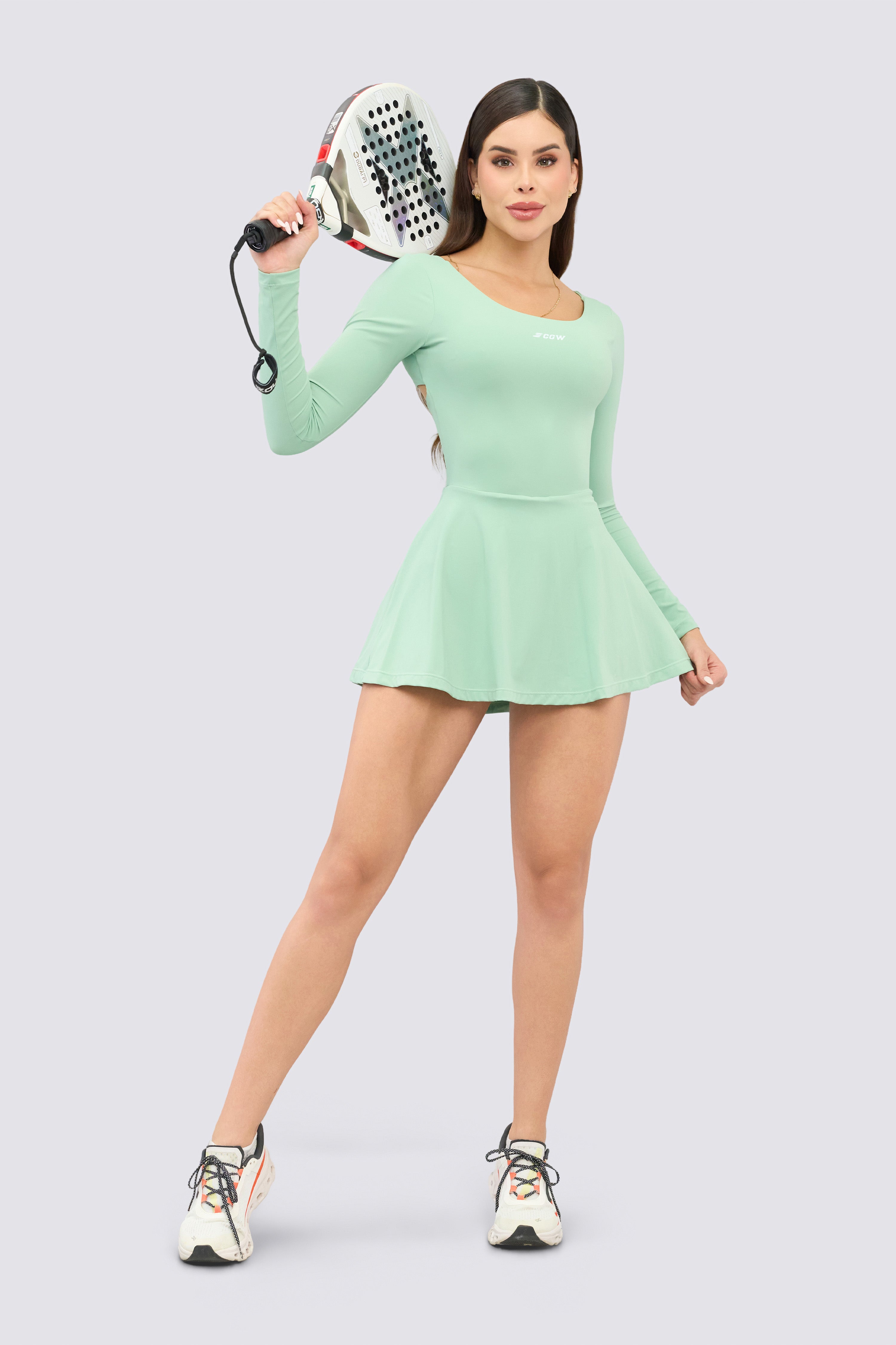 CGW Mint Green Long Sleeve Sports Dress with Open Back