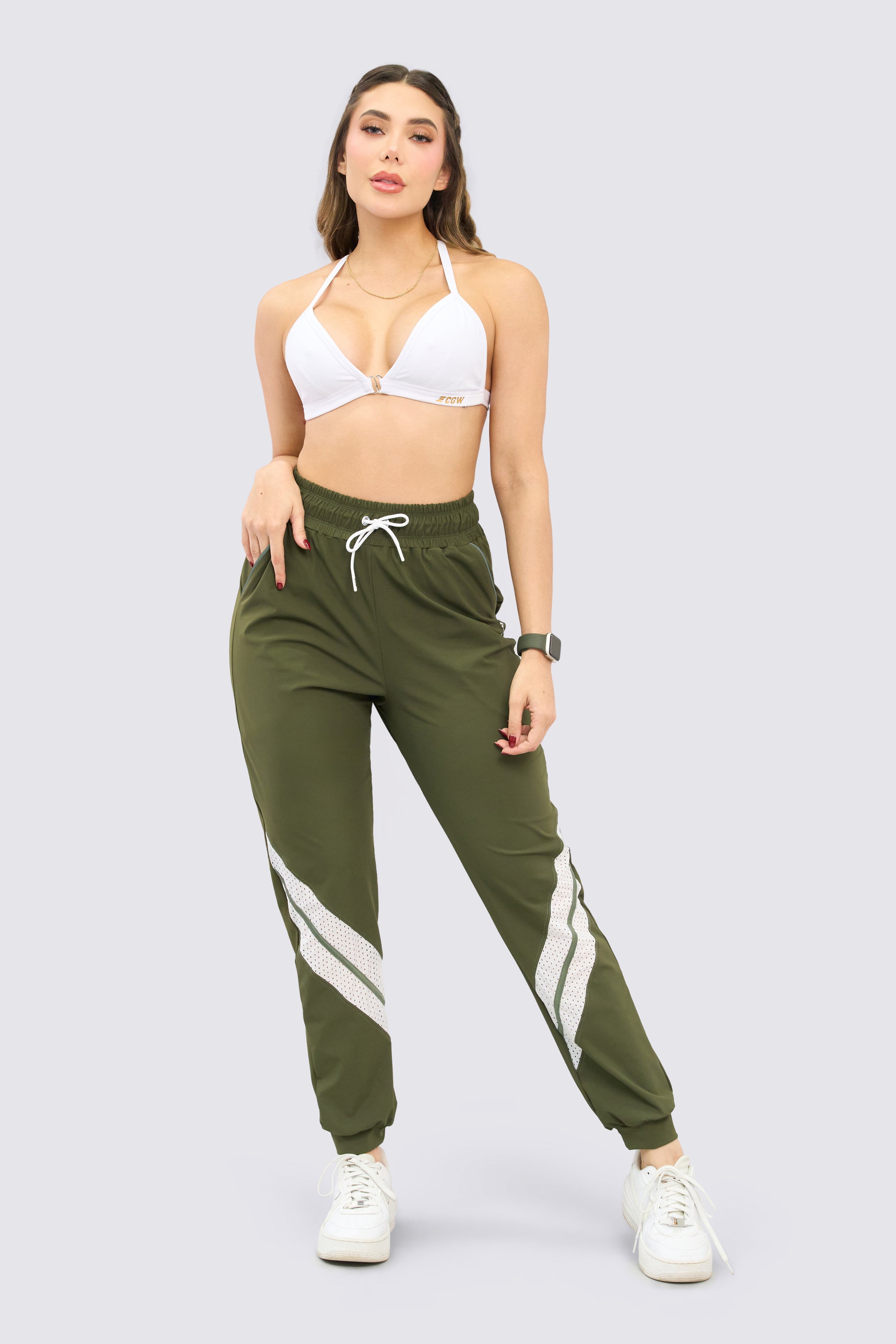 CGW Green Sports Jogger with White Mesh Detail – Comfort & Style