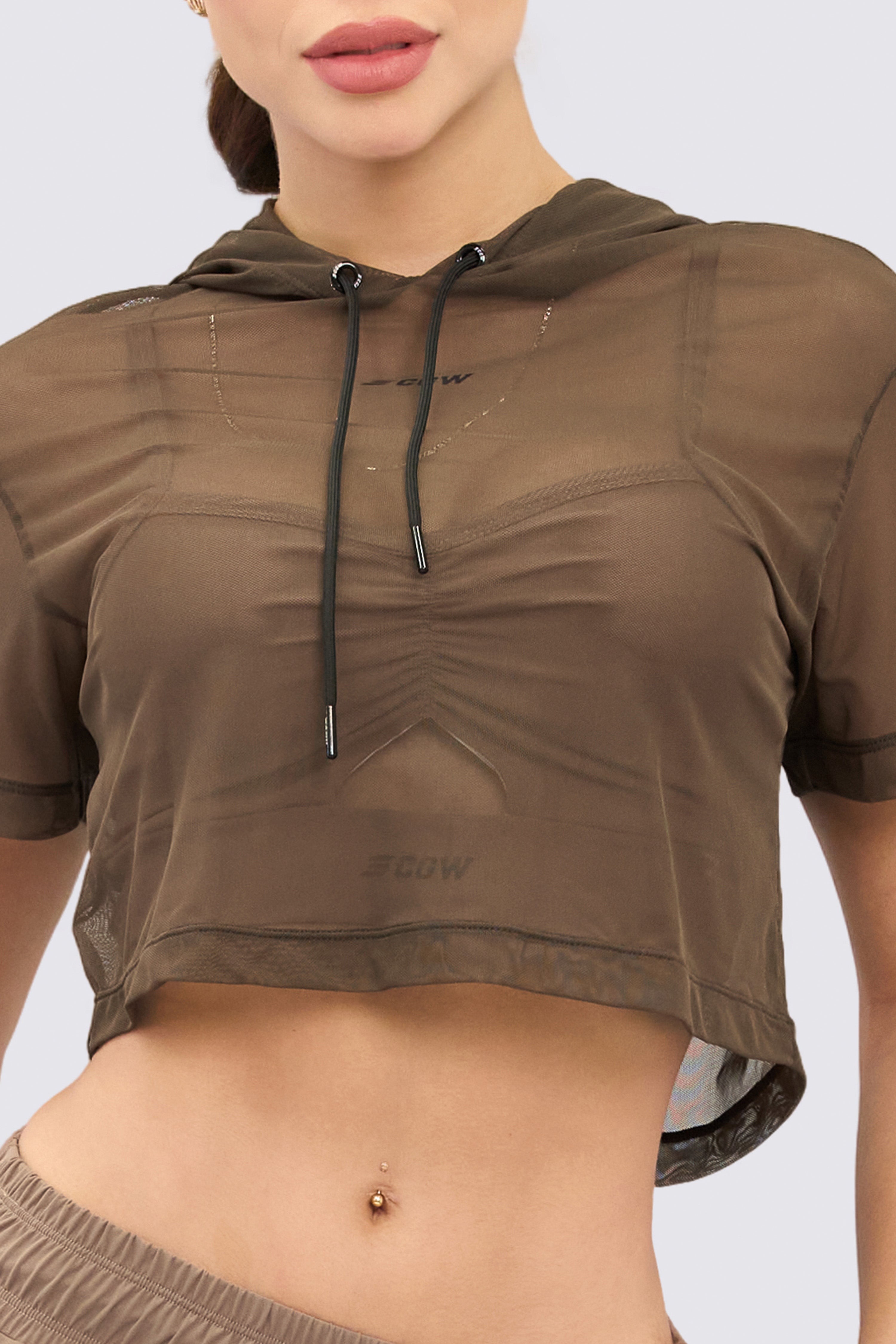 CGW Mocca Mesh Crop Hoodie