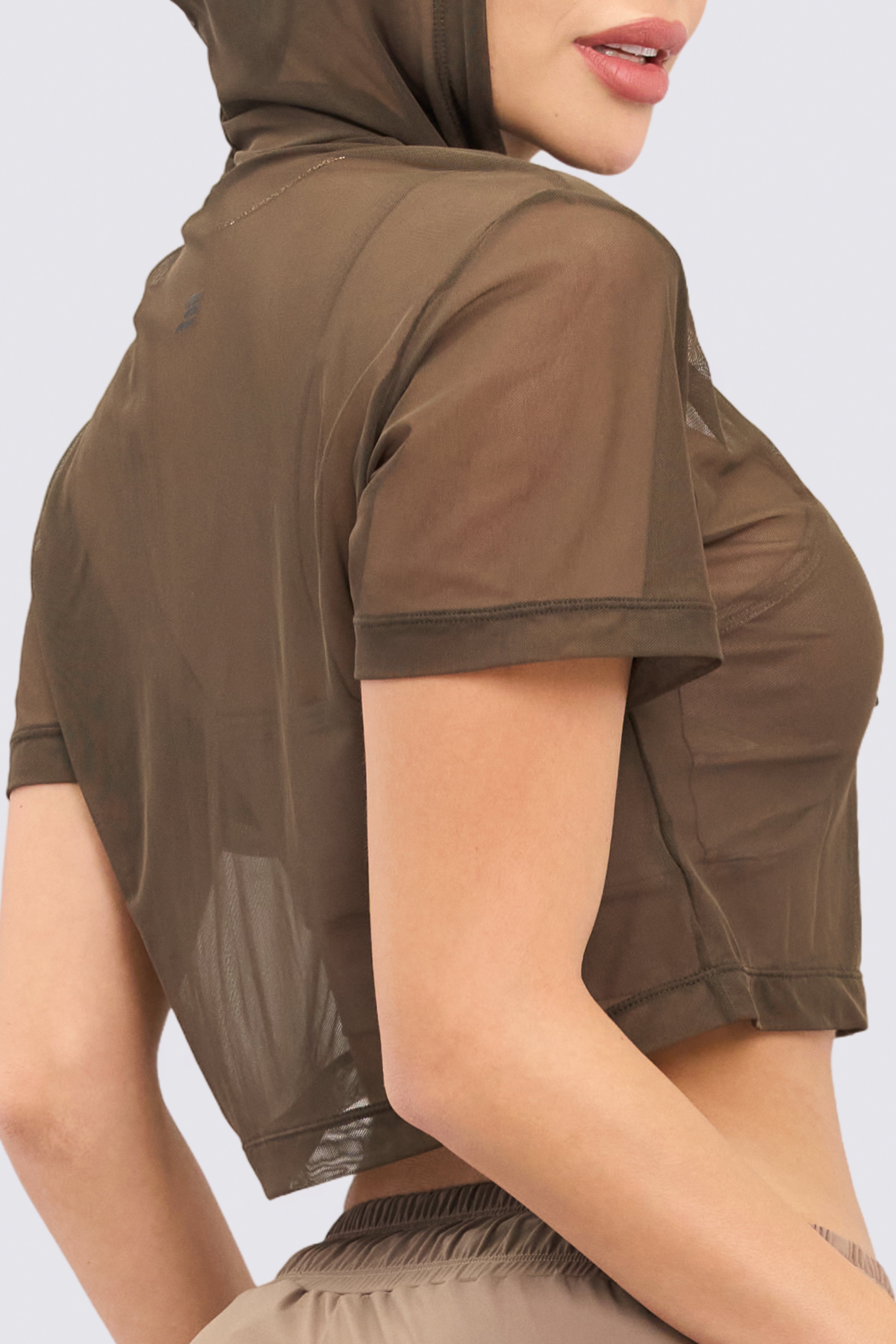 CGW Mocca Mesh Crop Hoodie