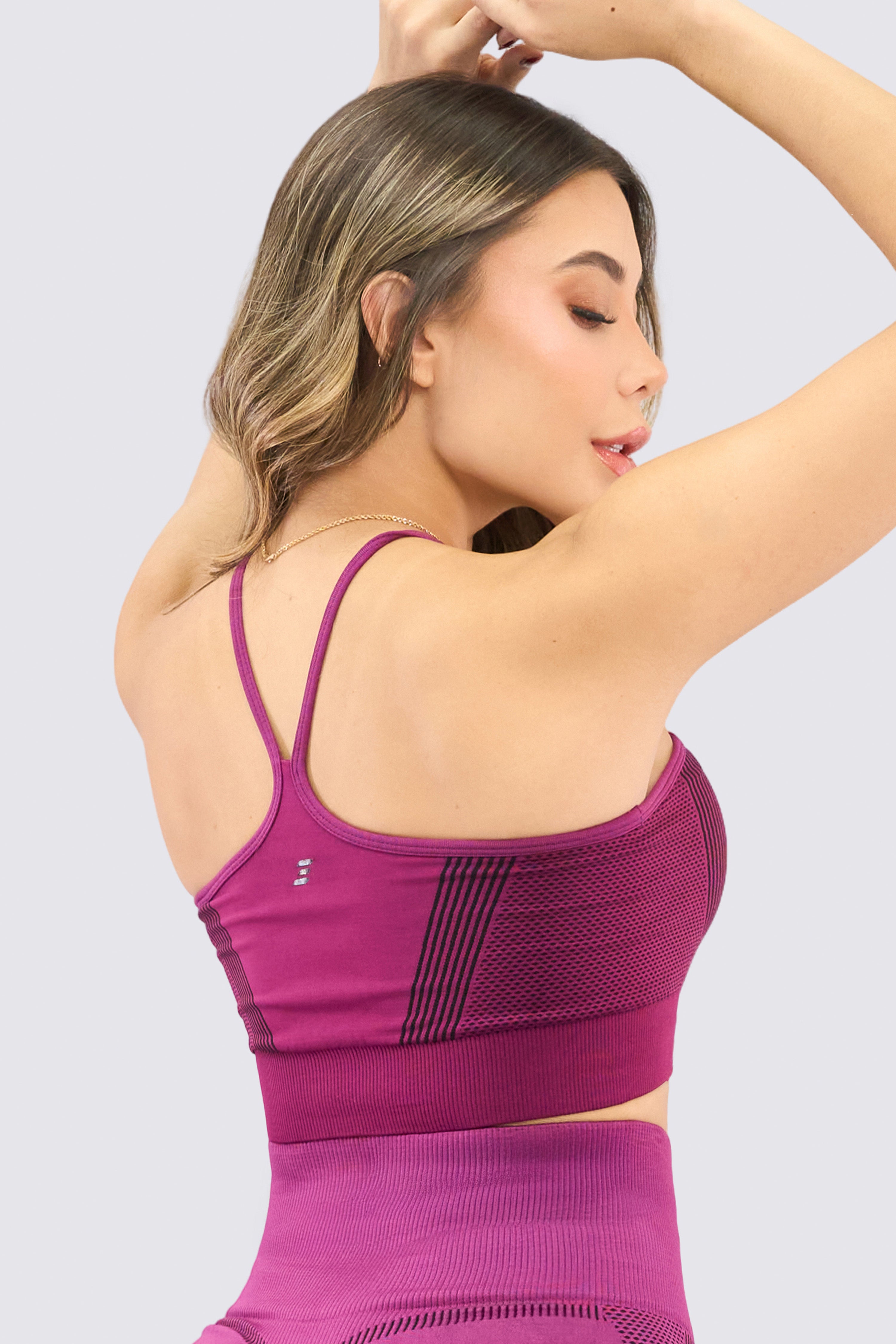 CGW Purple Seamless Sports Bra with Strappy Back – Medium Support