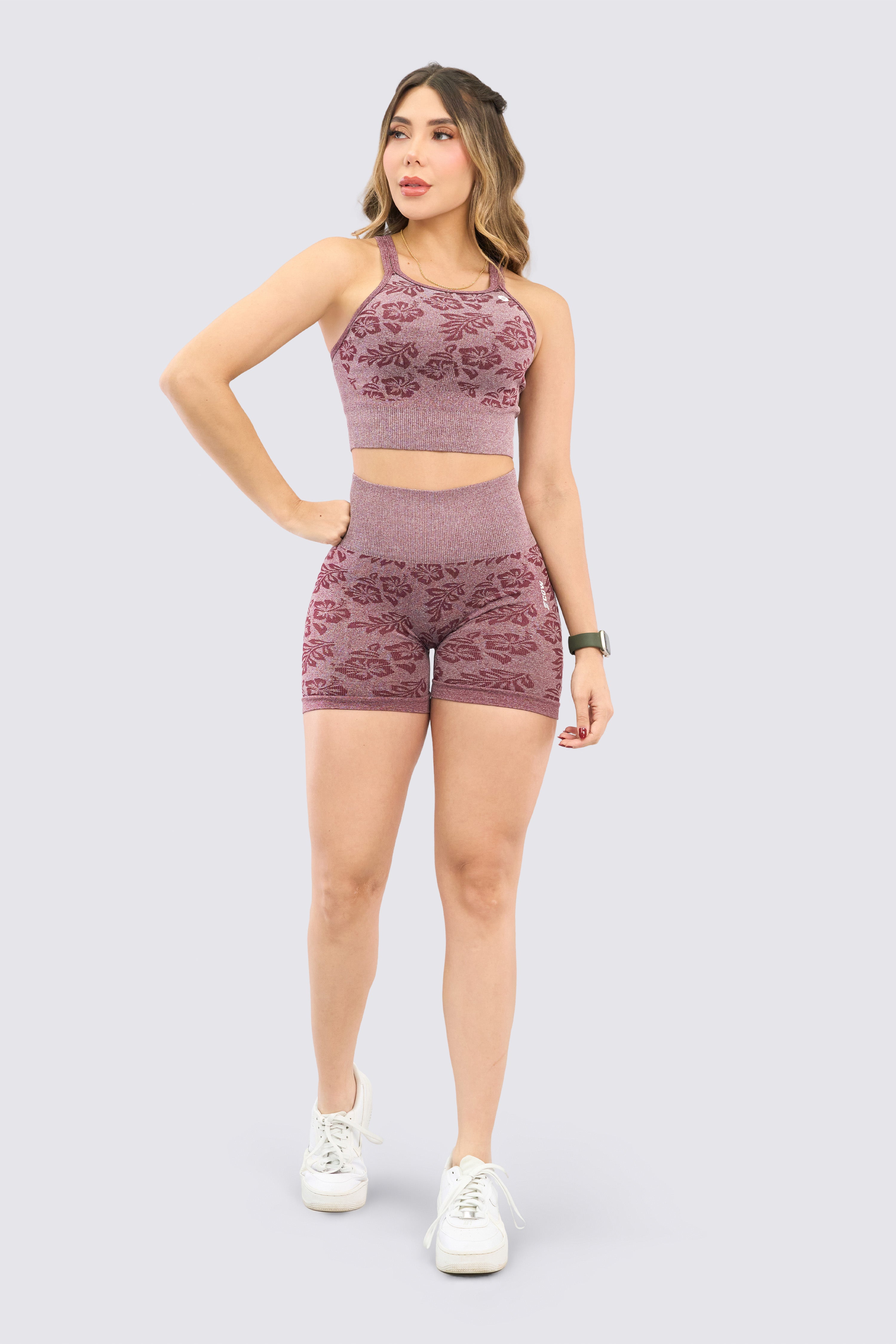 CGW Seamless Push-Up Shorts in floral texture