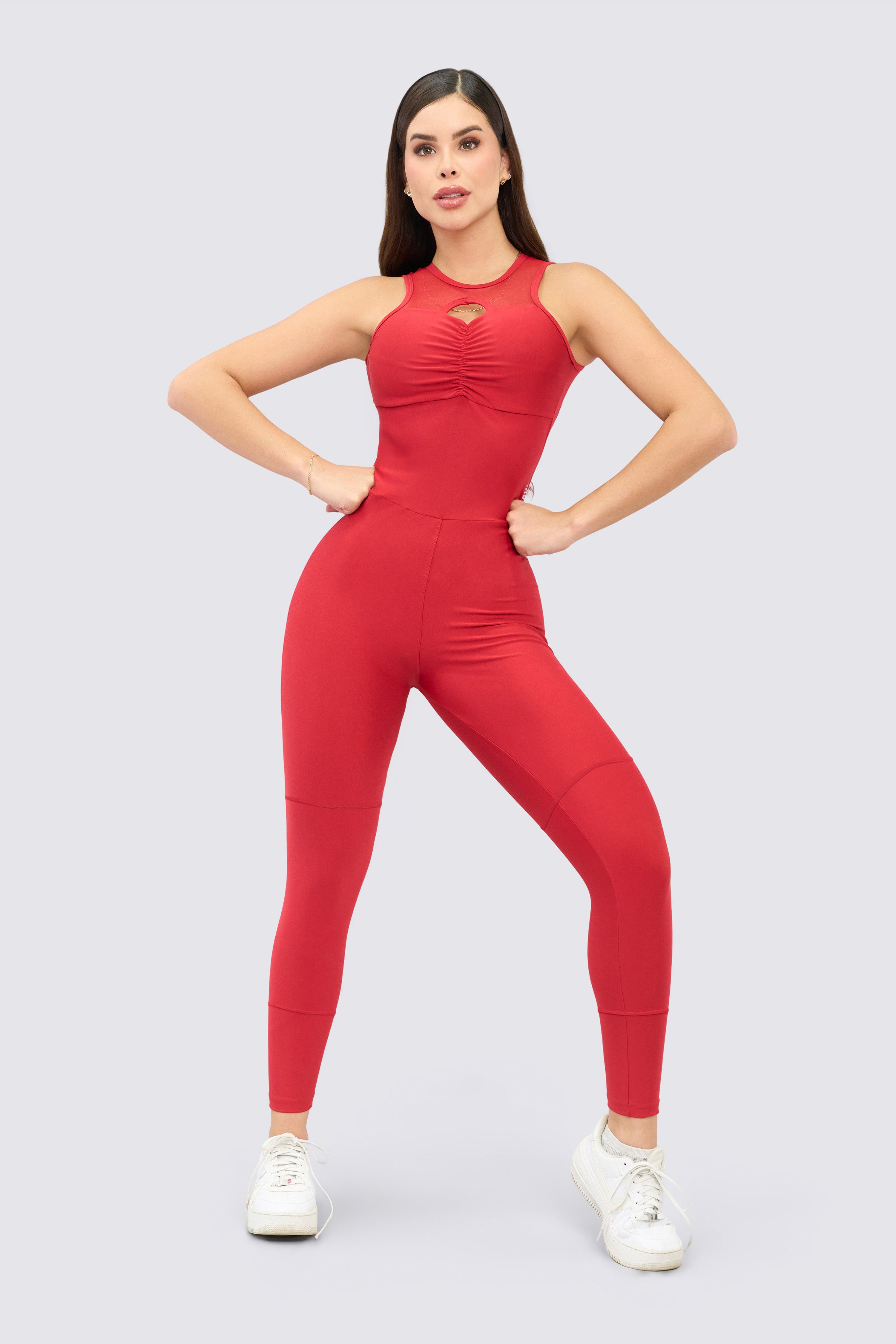 CGW Red Open Back Bodysuit – Mesh Detail & Sculpt Fit