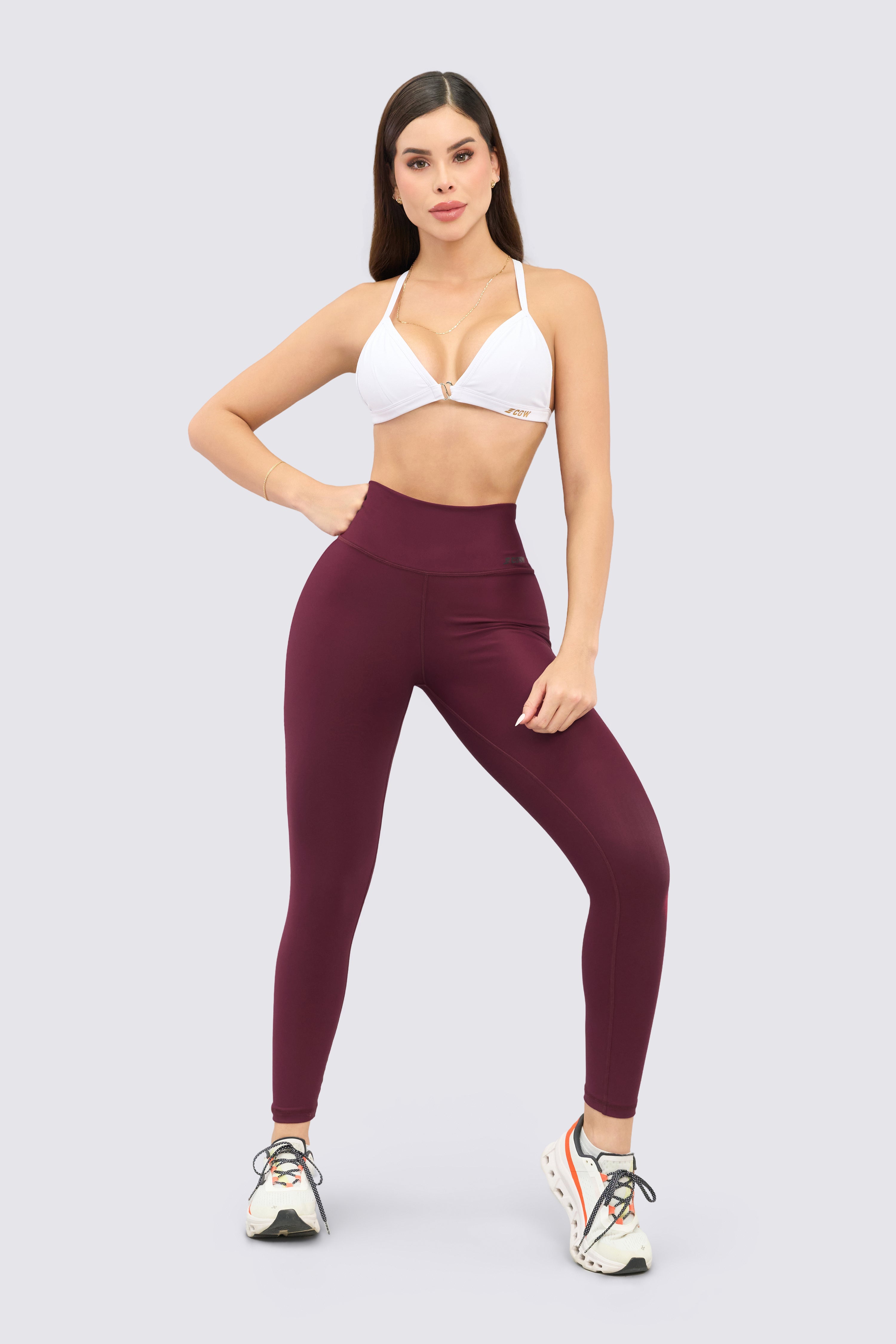 CGW Red Wine High-Waisted Sports Leggings