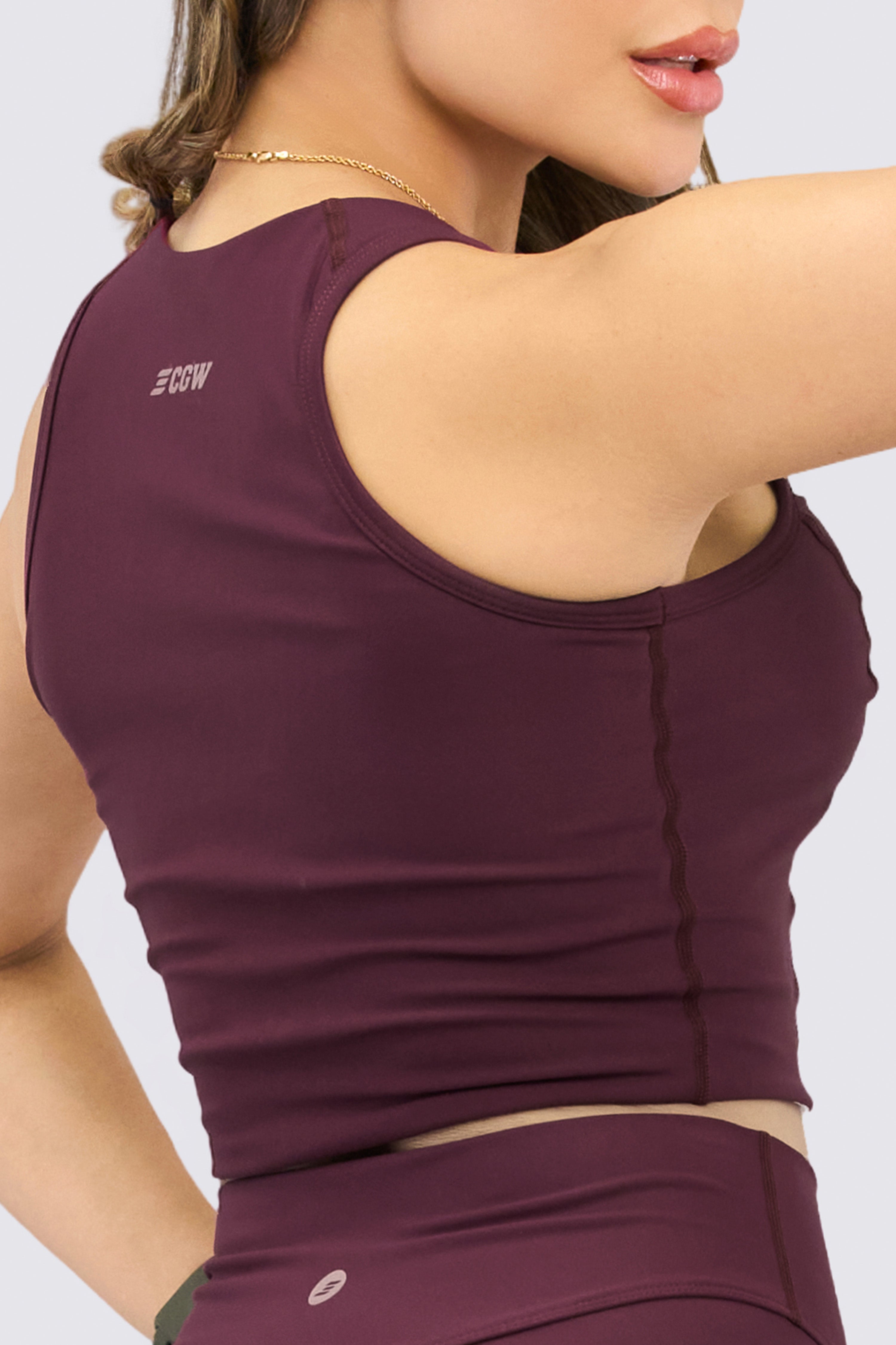 CGW Wine Red Zip Front Sports Top