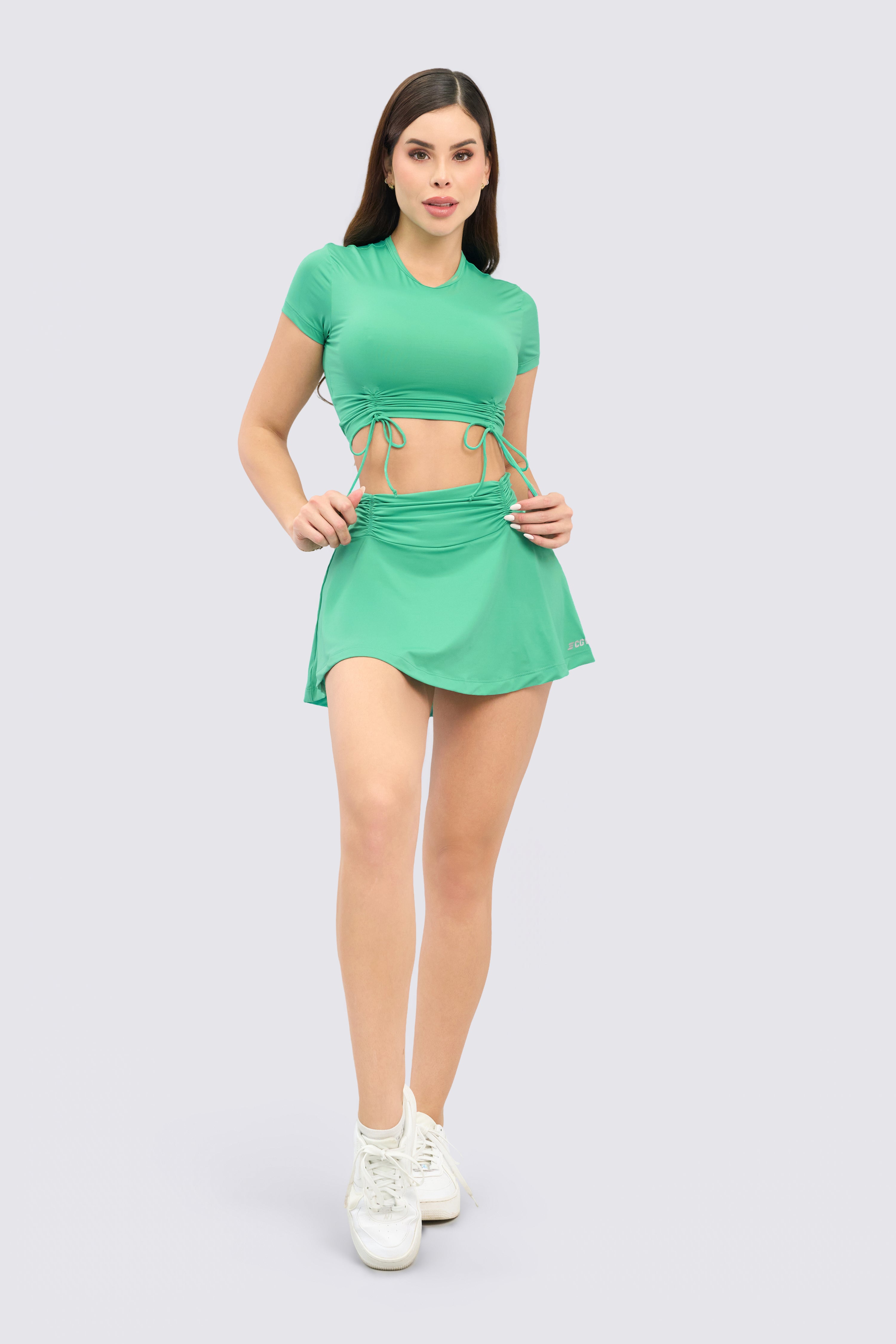 CGW Green Ruched Sports Crop Top
