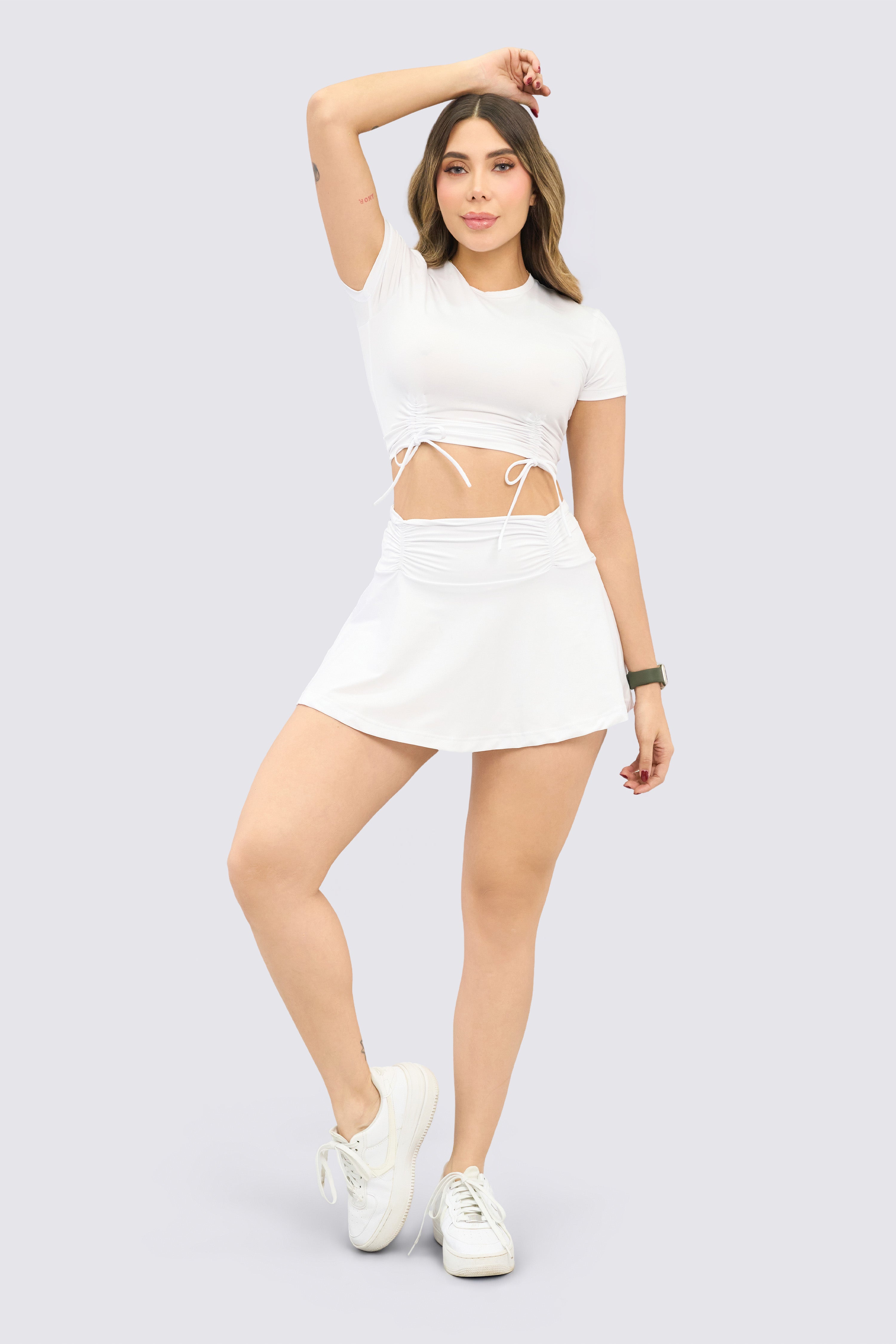 CGW White Sports Skirt with Scrunch Waist